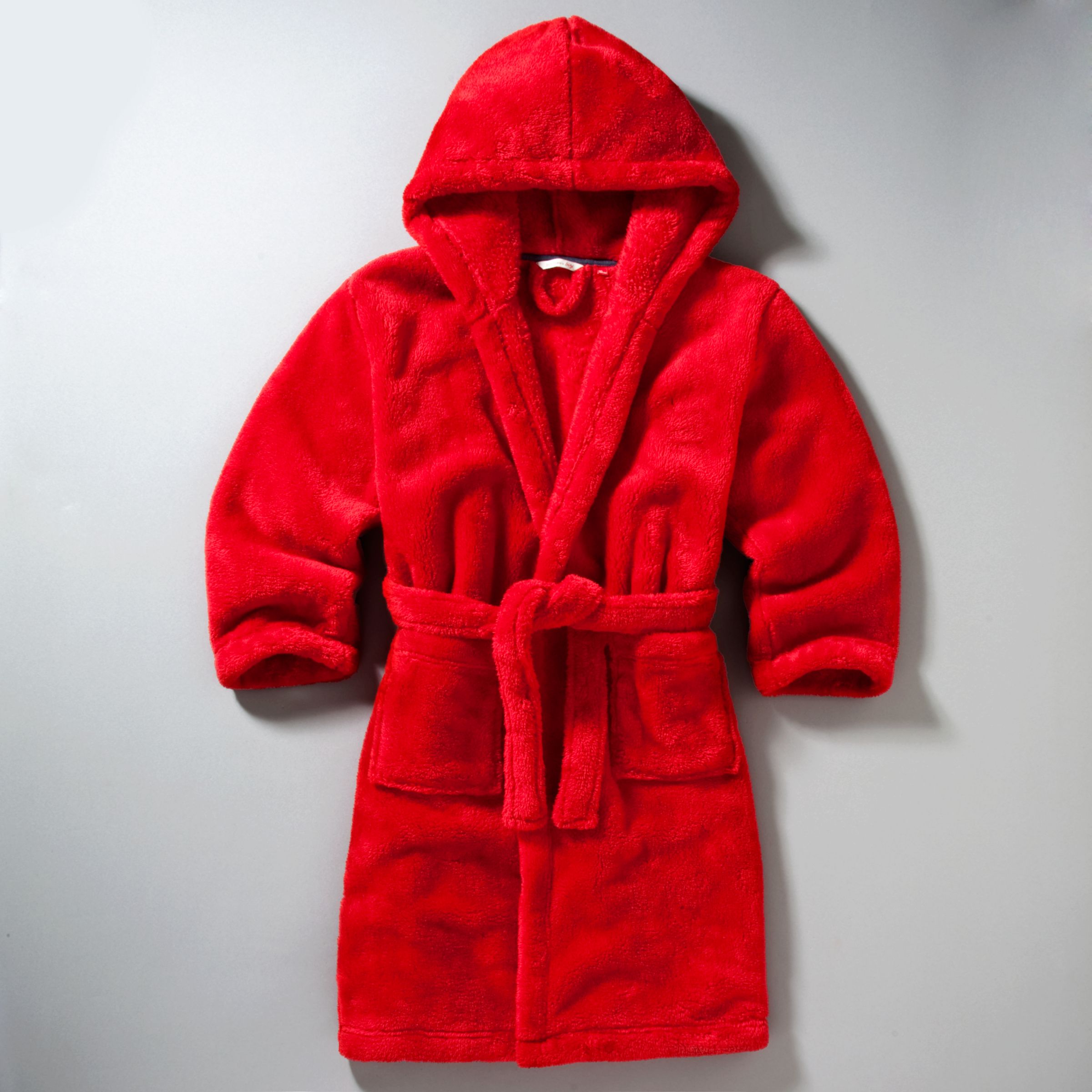 John Lewis Boy Hooded Fleece Robe, Red