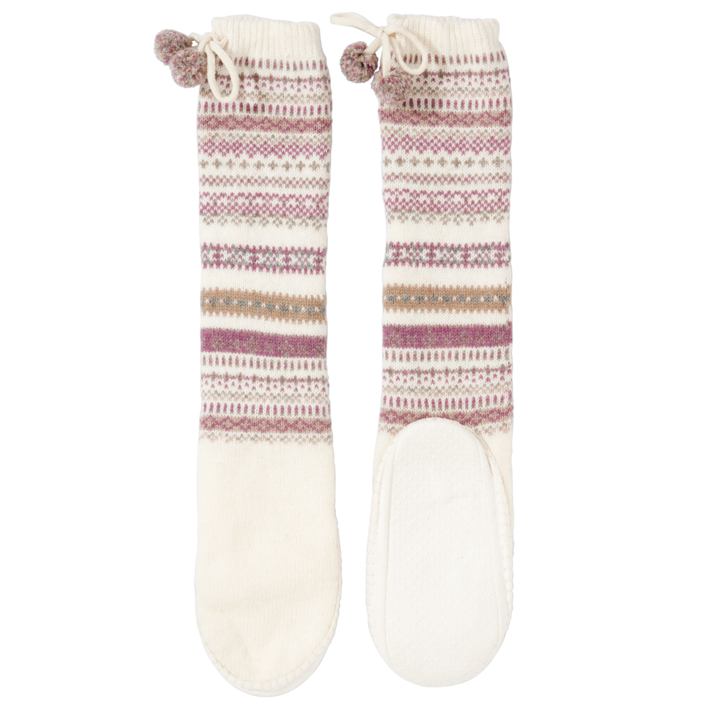John Lewis Fairisle Slipper Socks, Cream