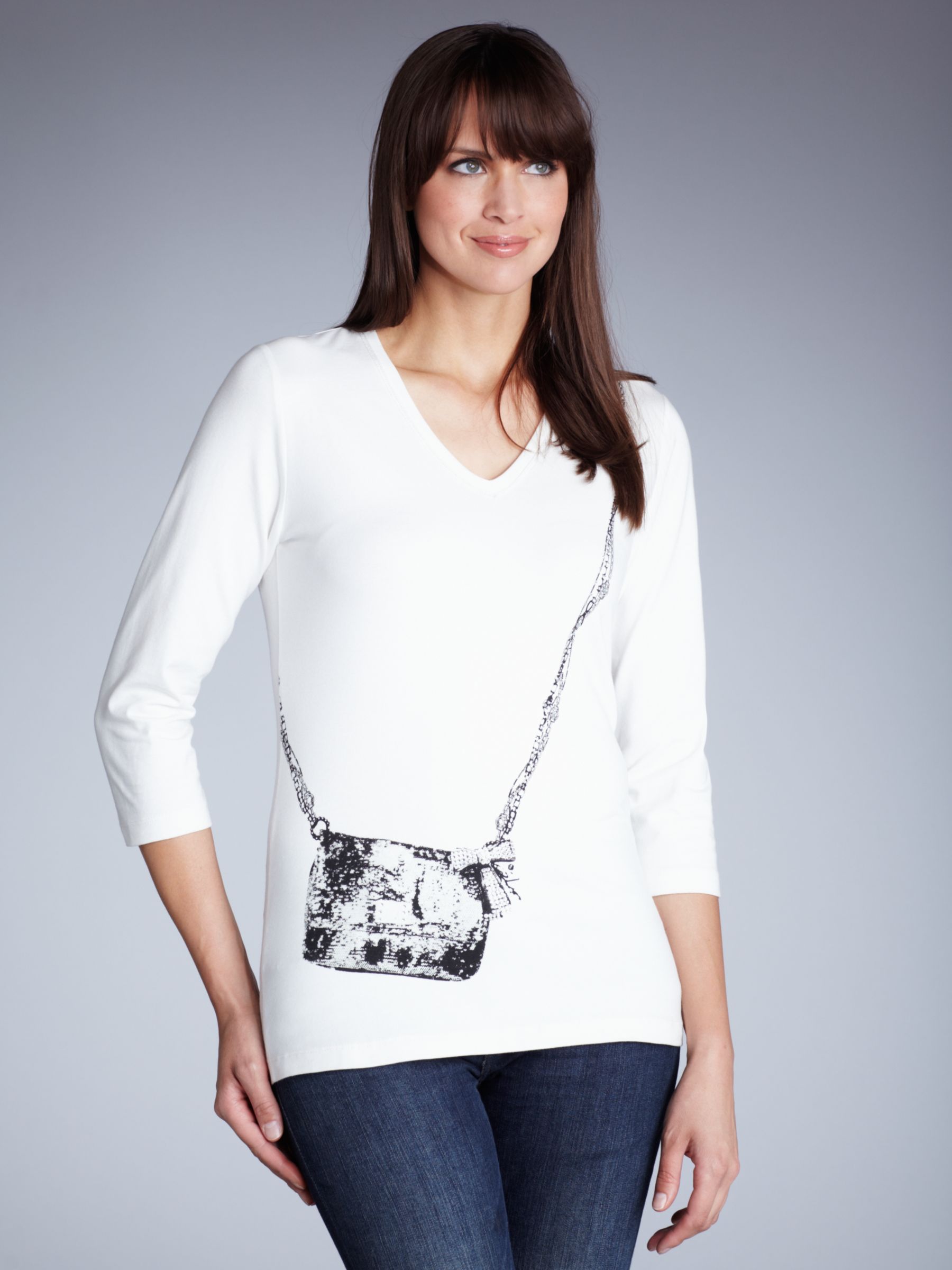 Sequin Bag Print T-Shirt, Off