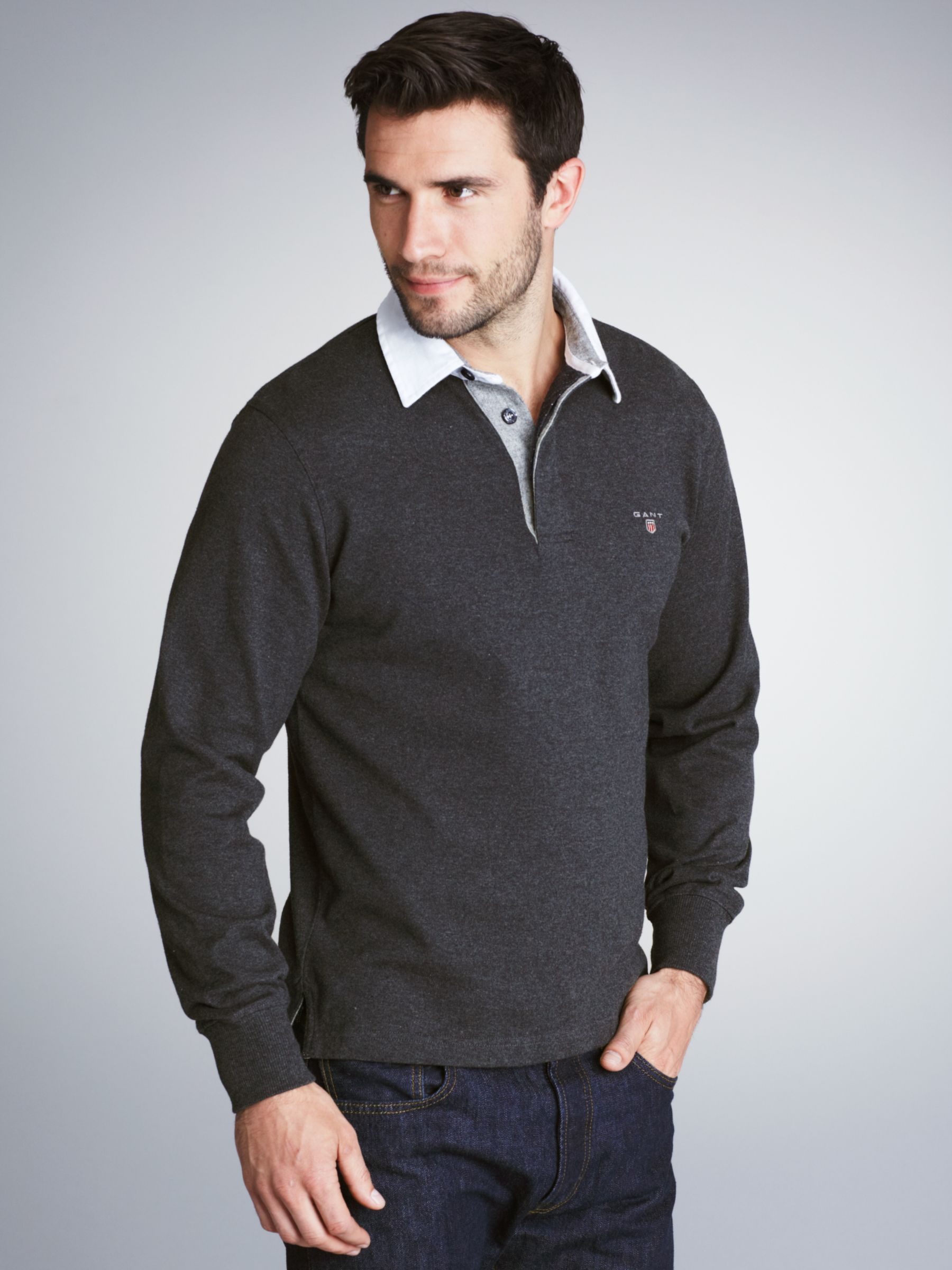 Solid Heavy Rugby Shirt, Grey