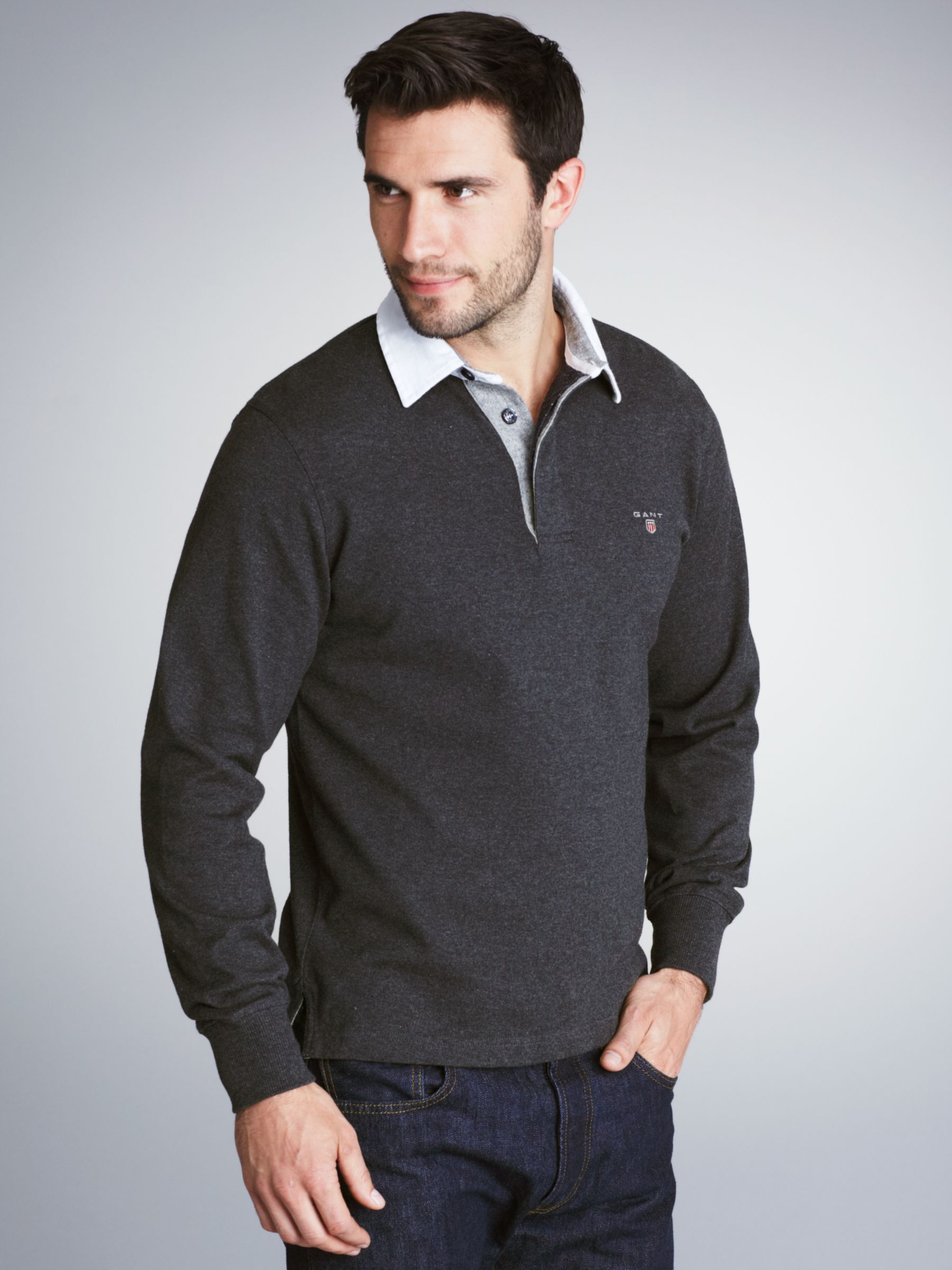 Gant Solid Heavy Rugby Shirt, Grey