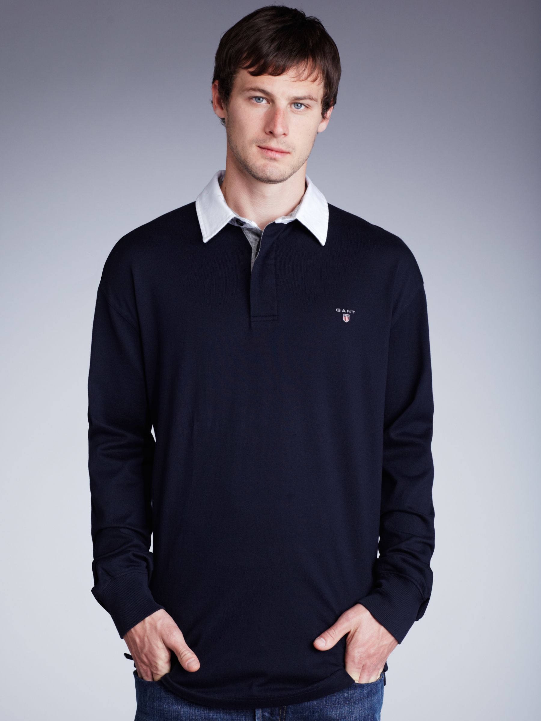 Gant Solid Heavy Rugby Shirt, Navy