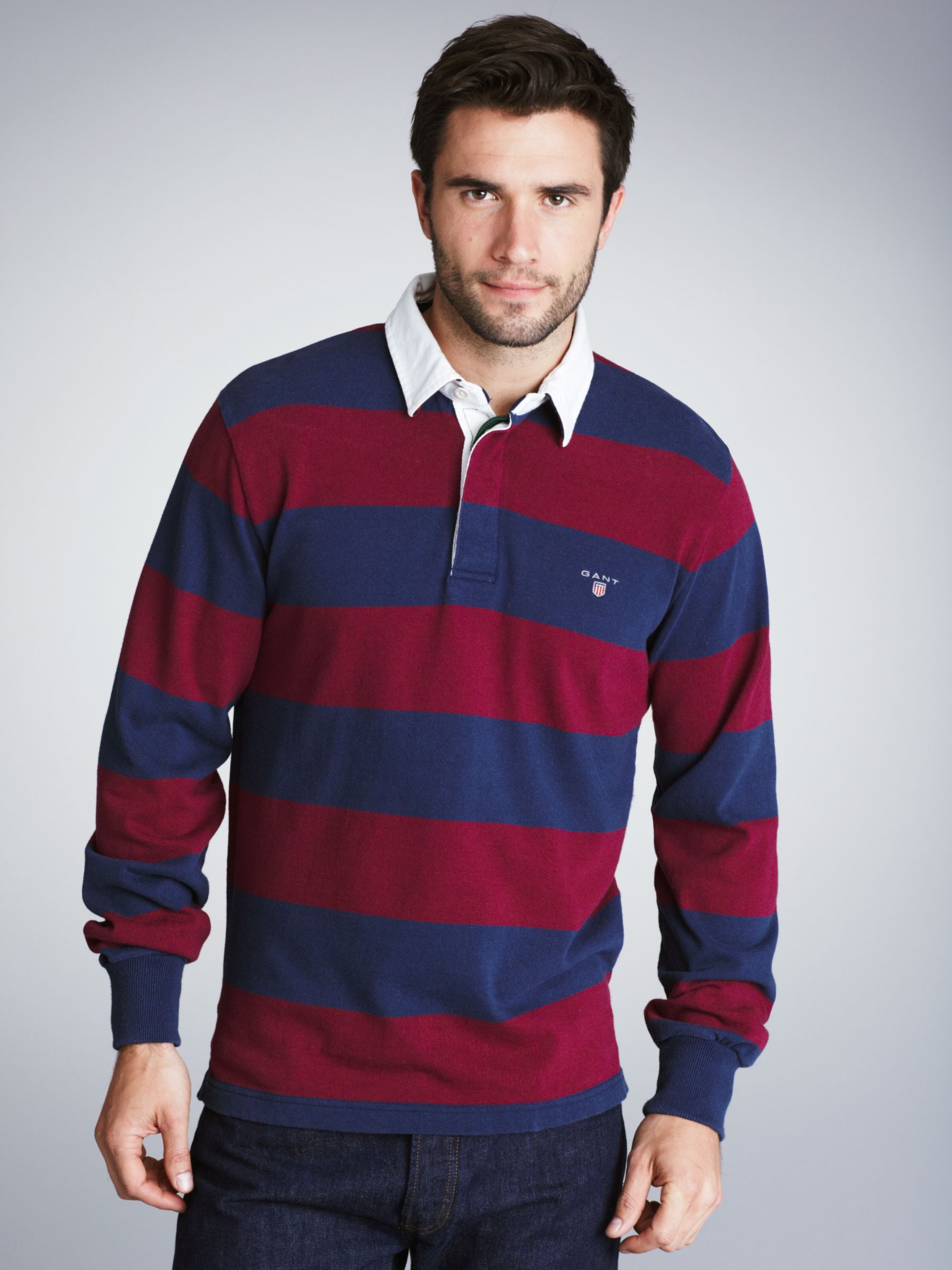 Bar Stripe Rugby Shirt, Wine/Navy