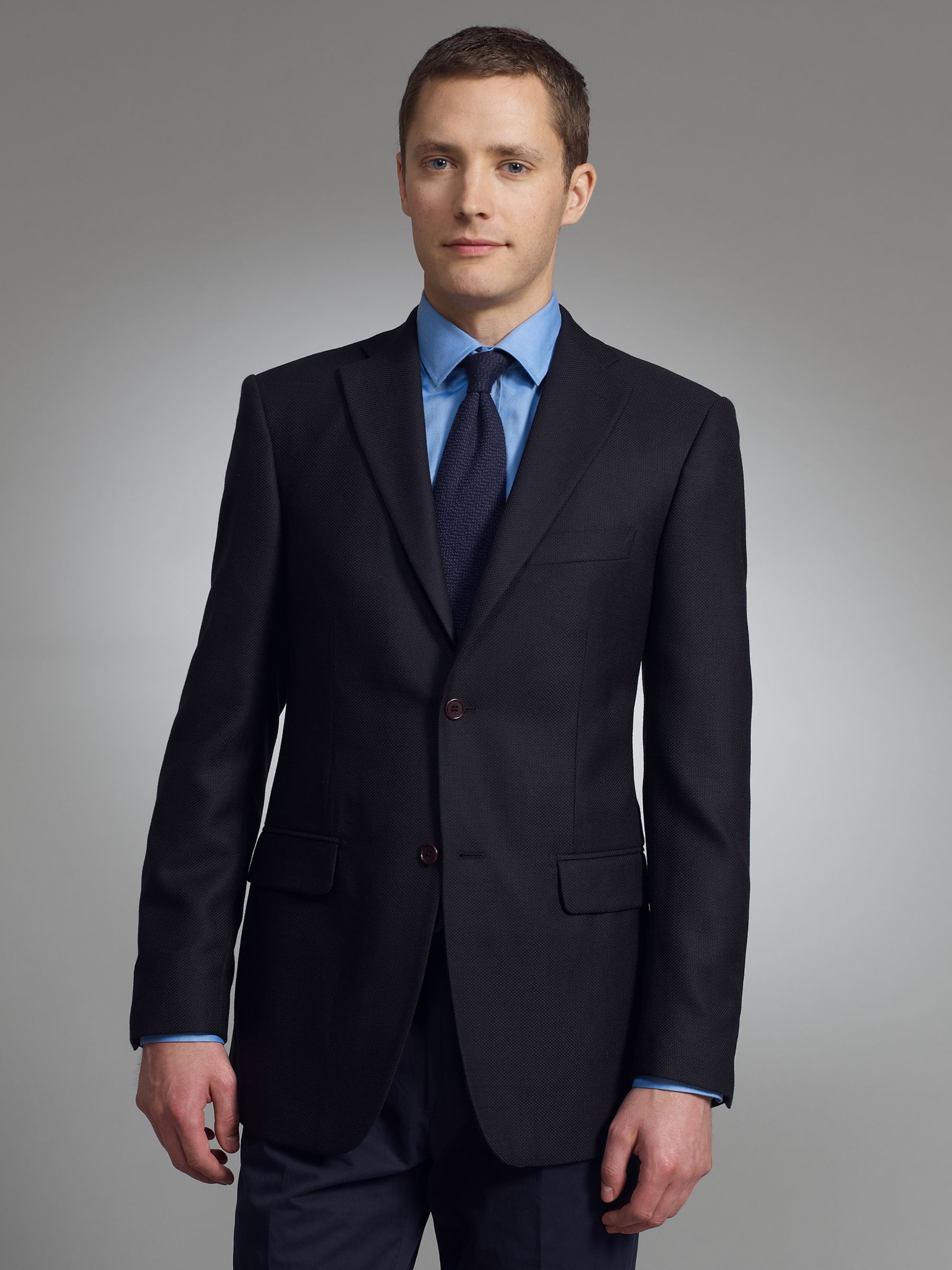 John Lewis Made in Italy Hopsack Suit Jacket, Navy at John Lewis
