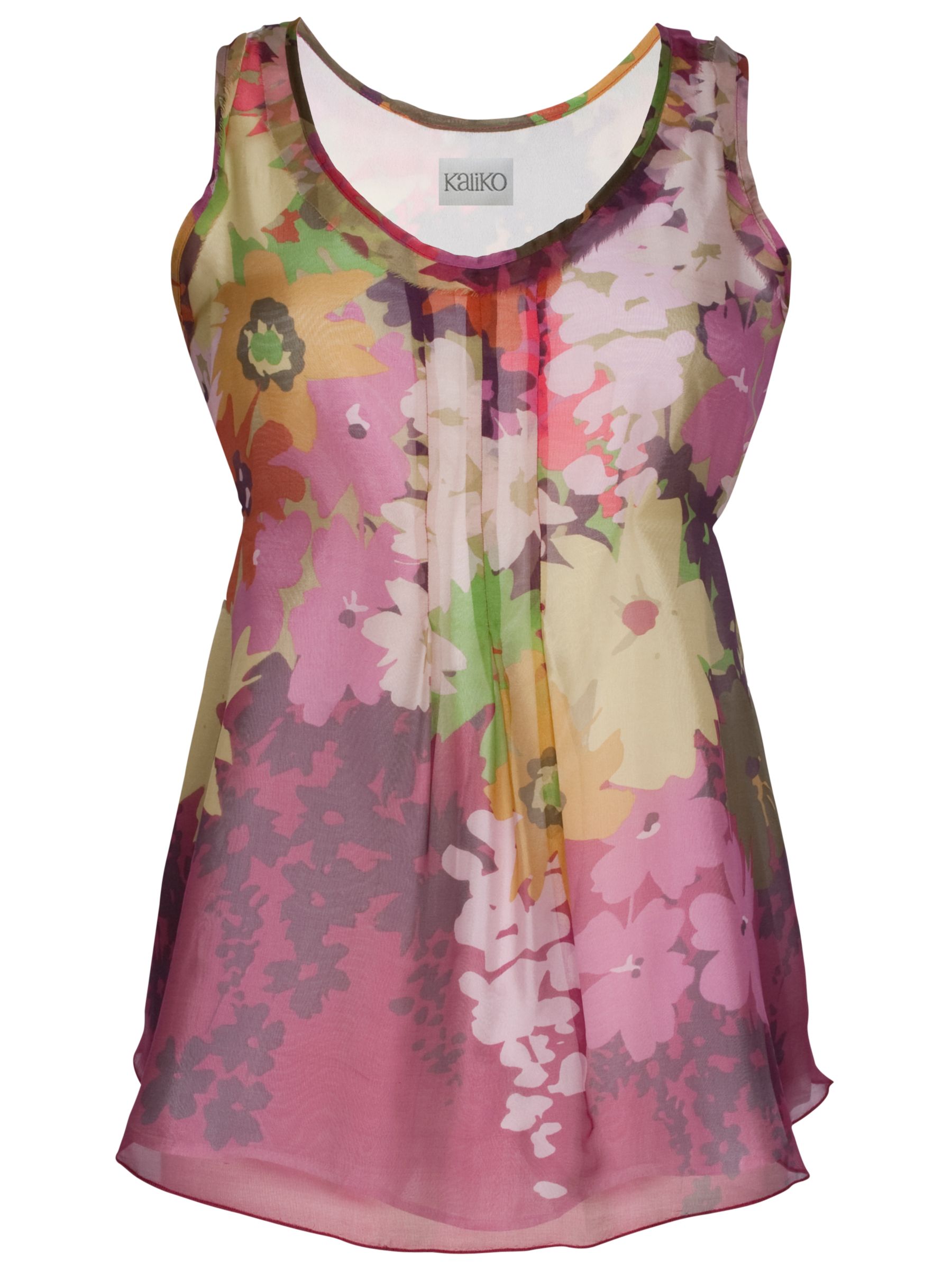 Sleeveless Floral Blouse, Pink Multi