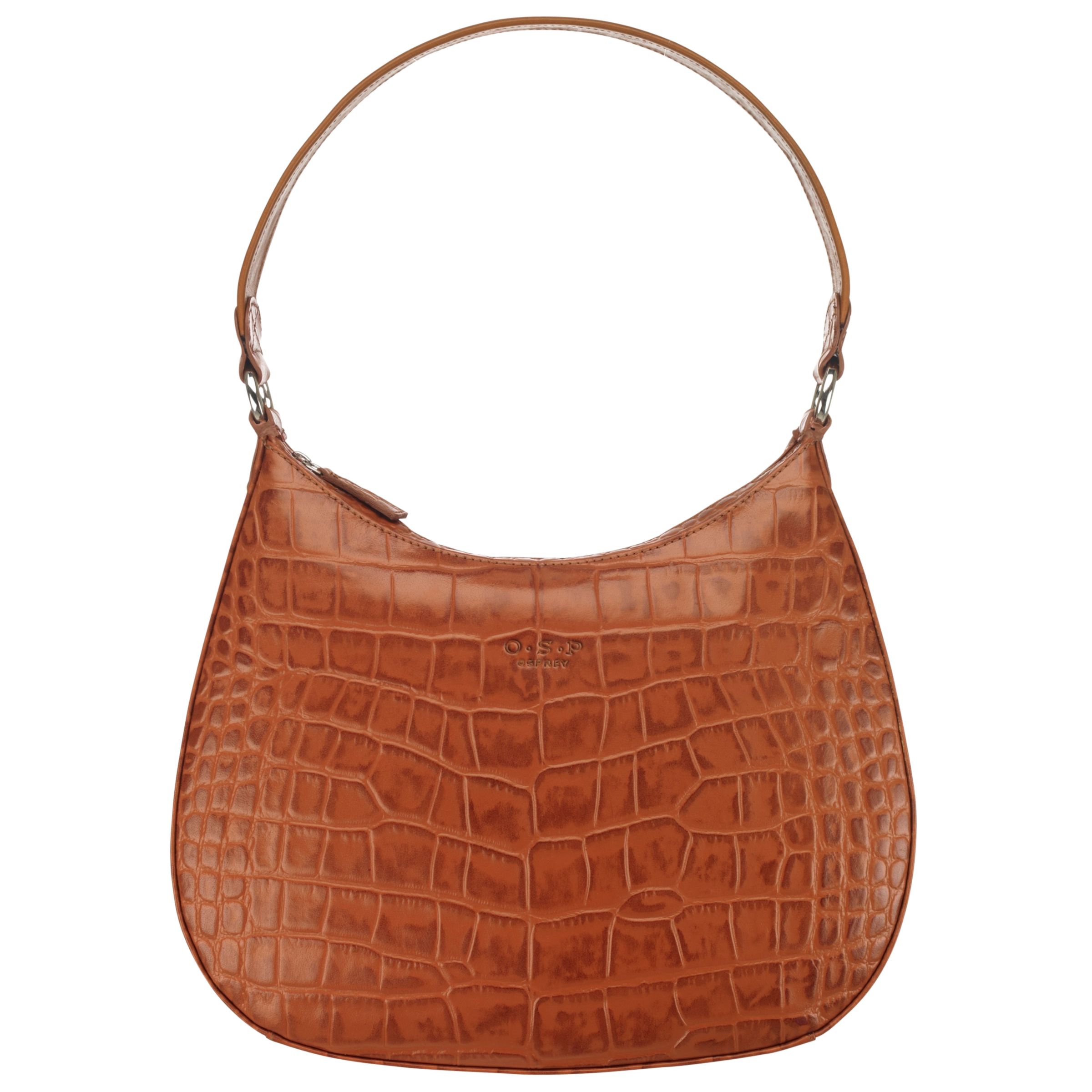 O.S.P Osprey Dusseldorf Croc Shoulder Handbag, Brown