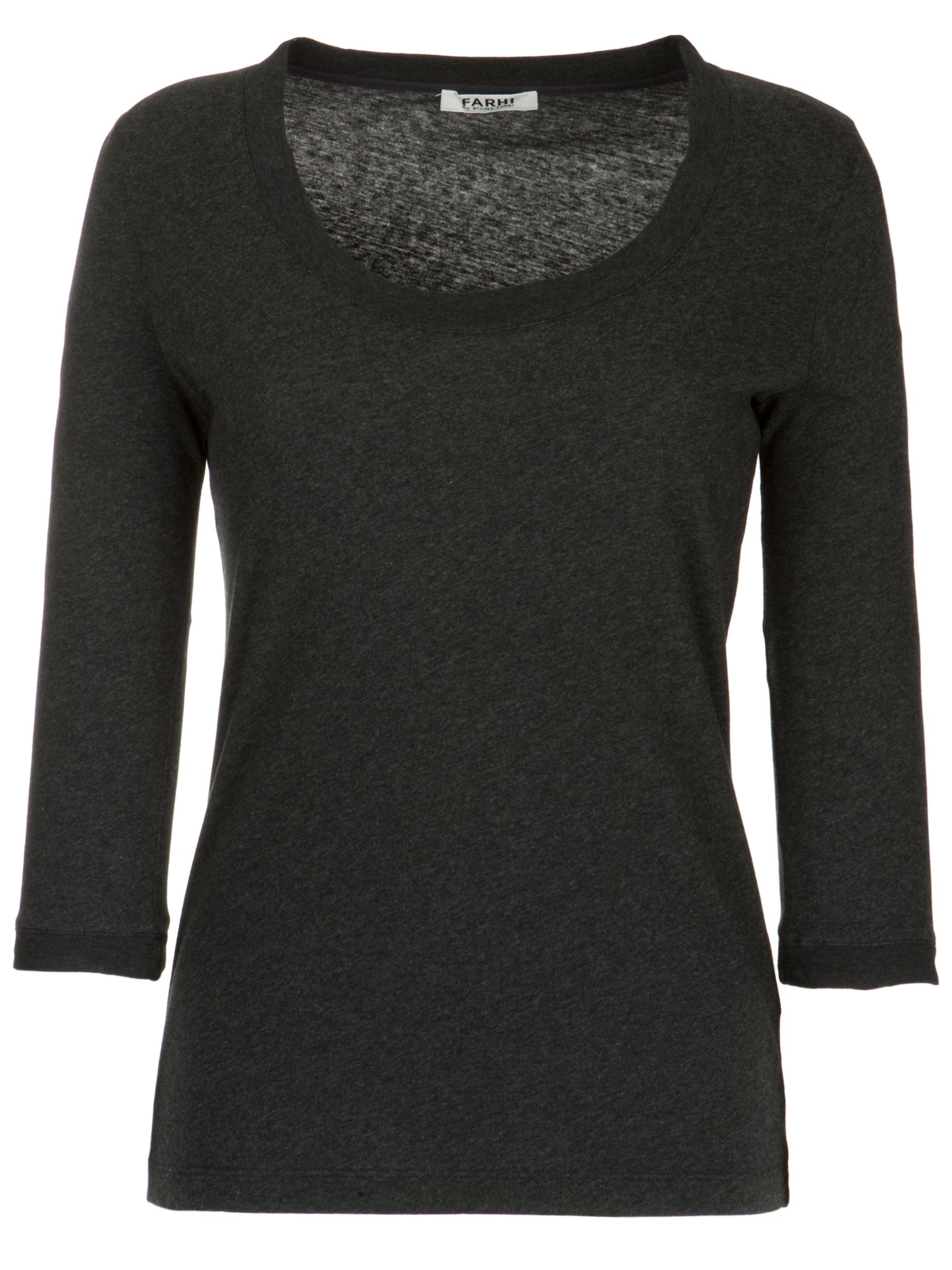 Farhi by Nicole Farhi Round Neck T-Shirt, Charcoal