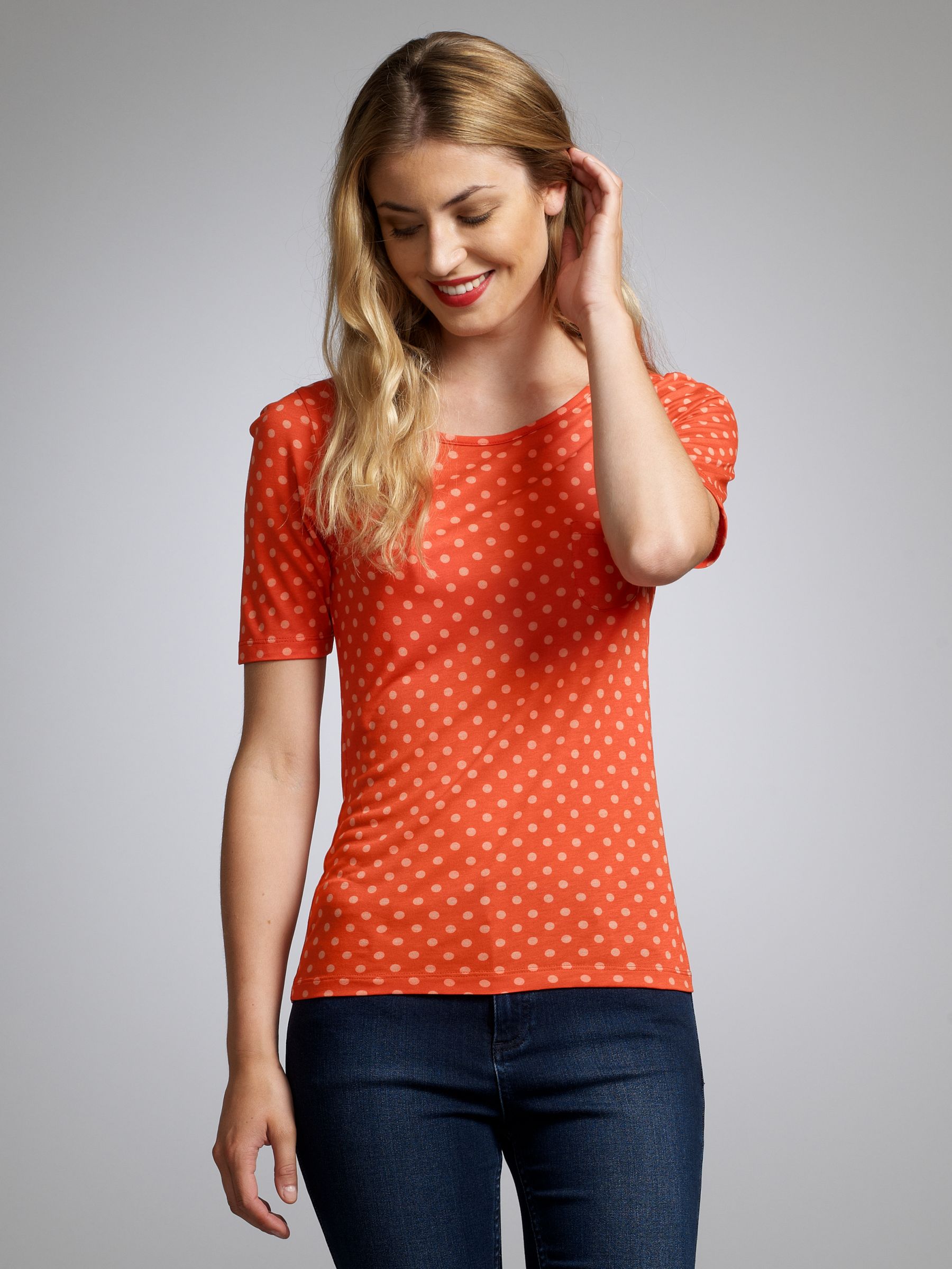 Whistles Spotted T-Shirt, Orange