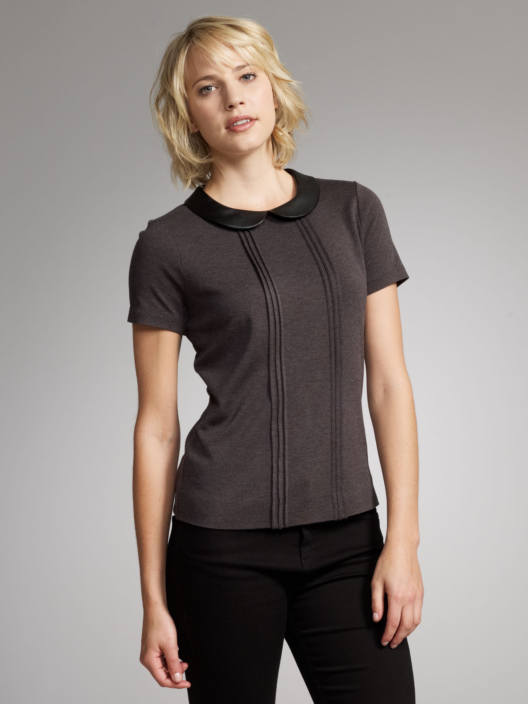 Peter Pan Collar T-Shirt, Dark Grey