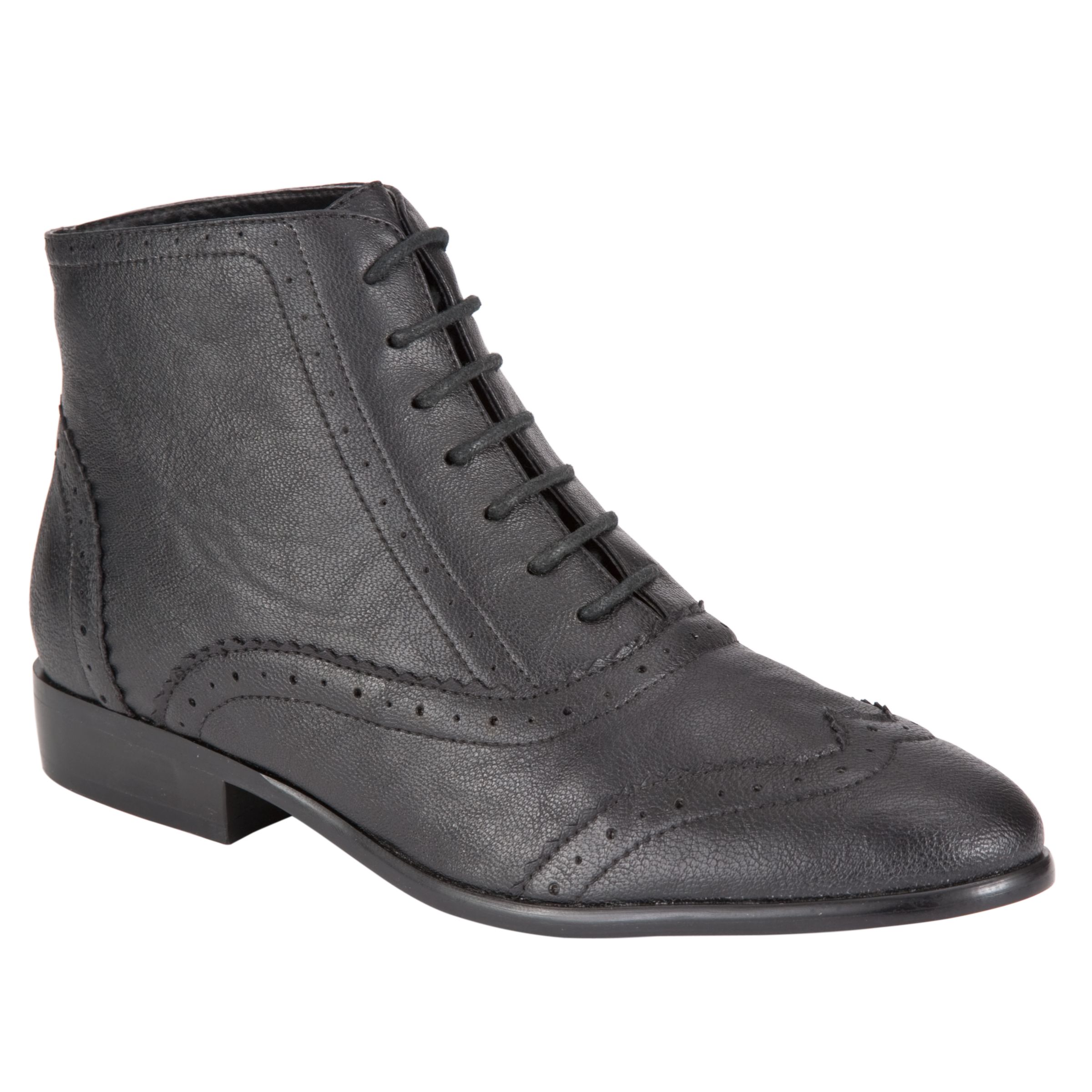 John Lewis Women Solar Brougue Lace Up Ankle Boots, Black
