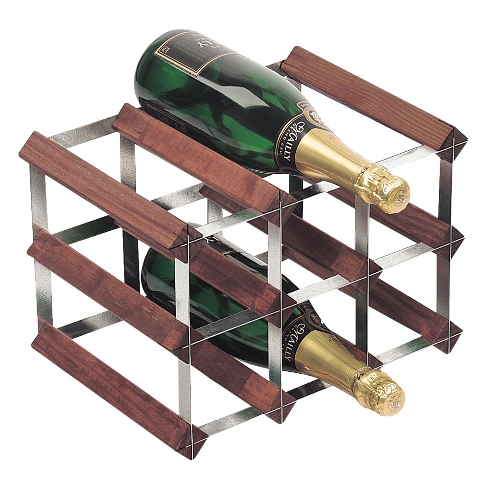 RTA Winestak 9 Bottle Wine Rack, Dark Wood and