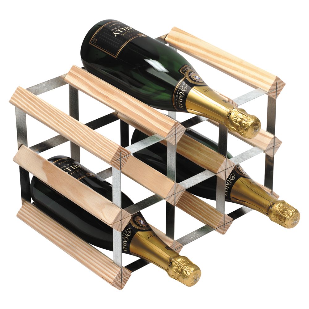 RTA Winestak 9 Bottle Wine Rack, Pine Wood and