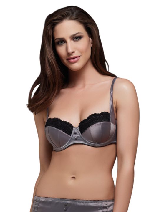 John Lewis Women Flora Balcony Bra, Charcoal