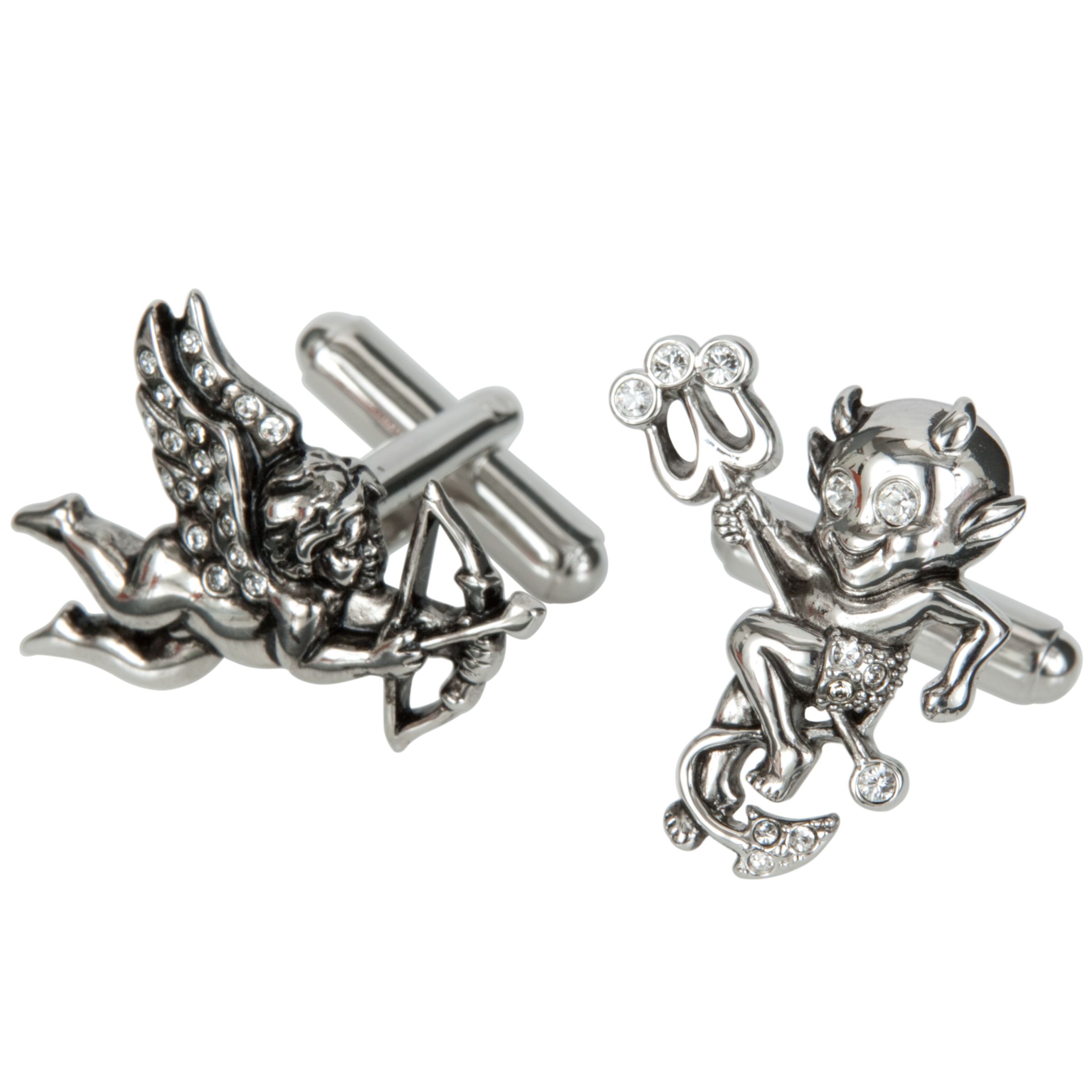 Angel and Devil Cufflinks, Silver