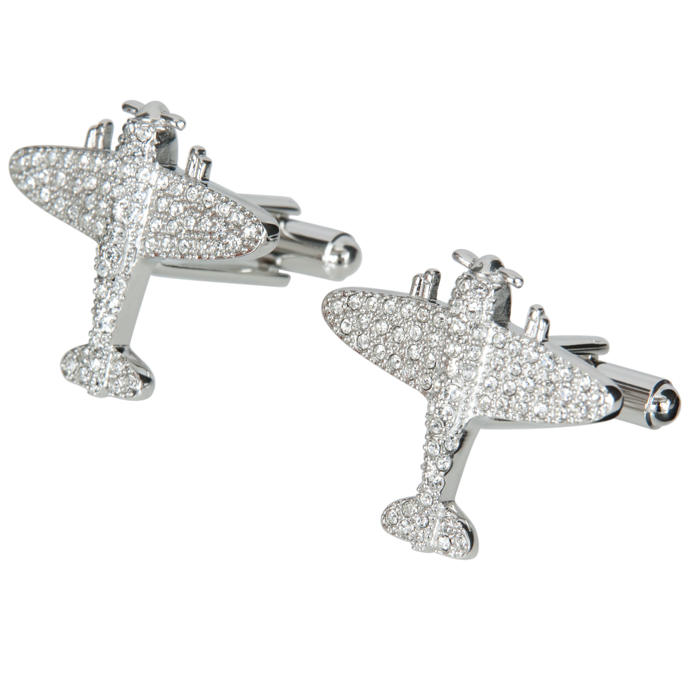 Crystal Spitfire Cufflinks, Silver