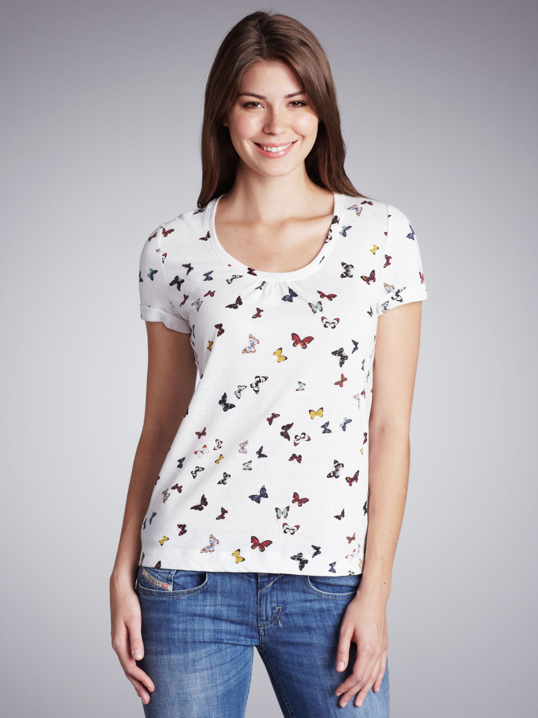 Butterfly Print T-Shirt, White