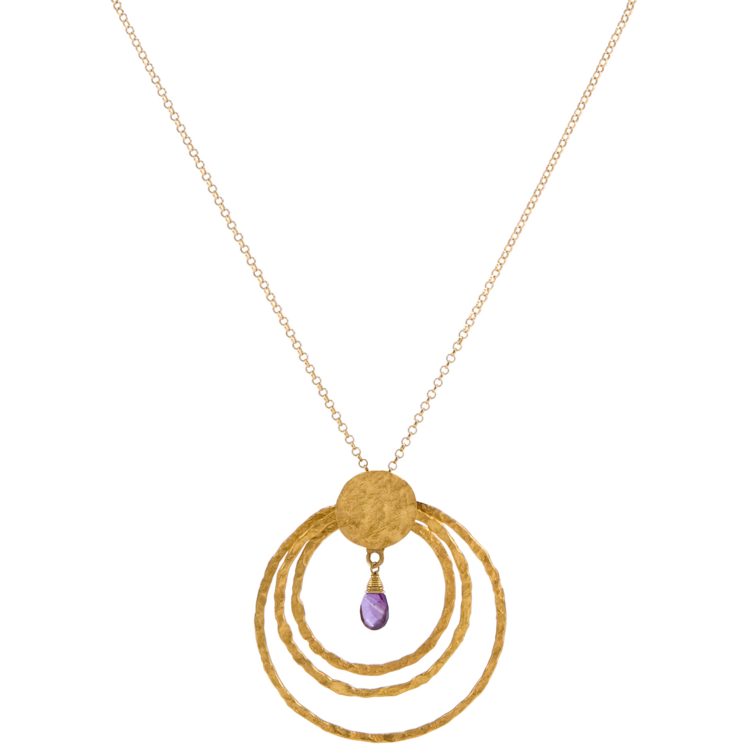 Azuni Triple Hoop Necklace with Stone, Amethyst