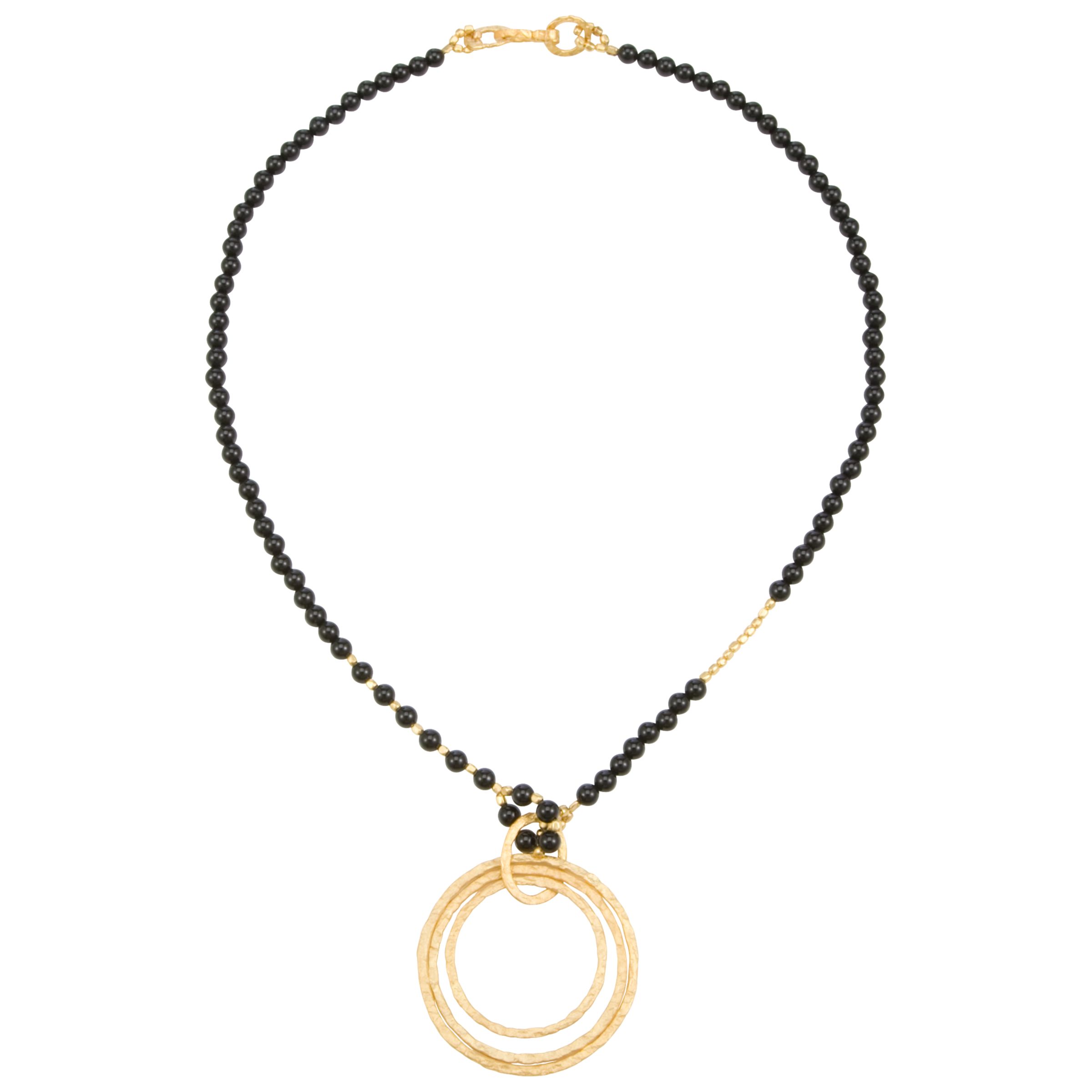 Azuni Hammered Round Triple Hoop Necklace, Onyx