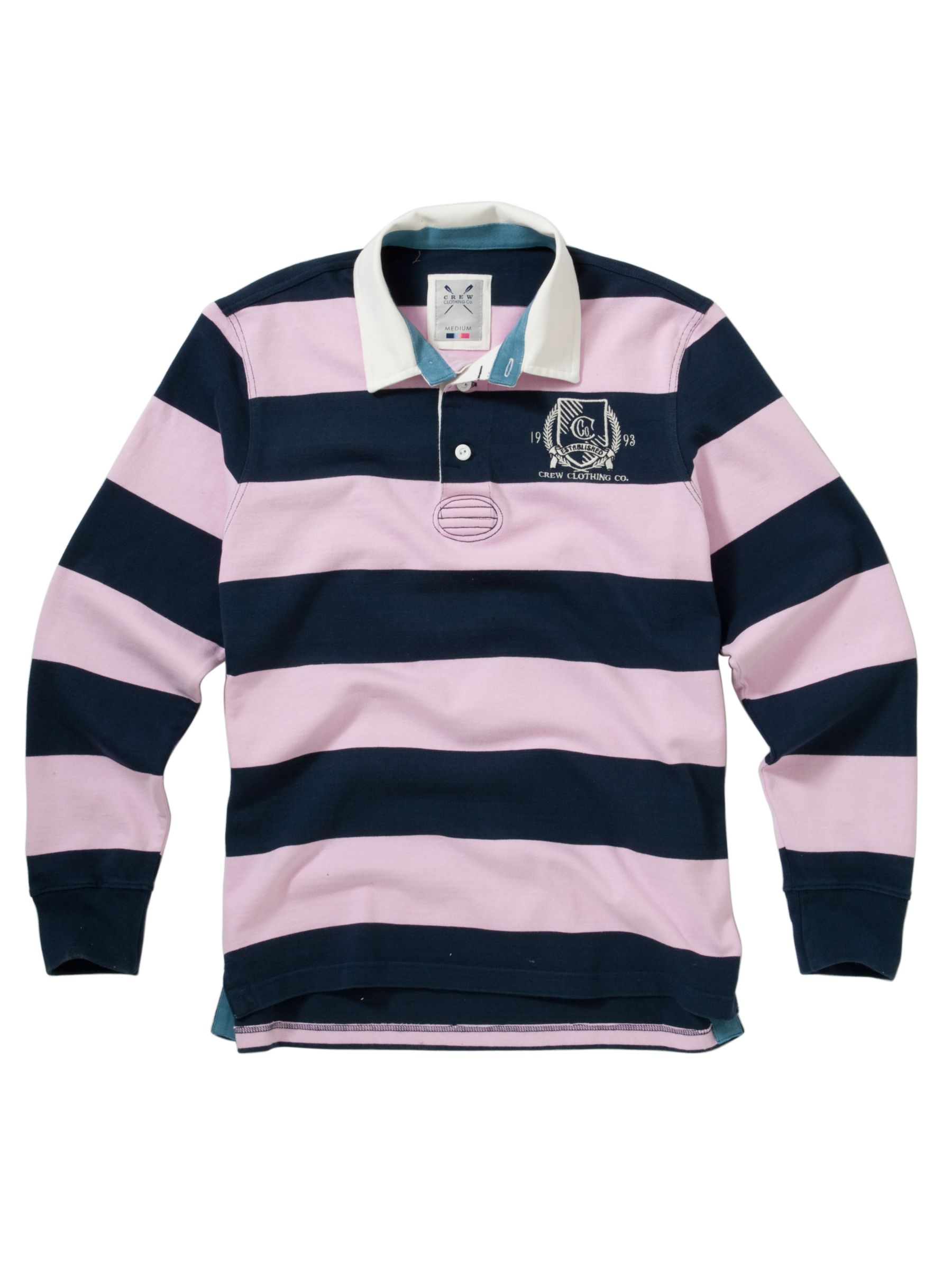 Crew Clothing College Rugby Shirt, Navy/pink
