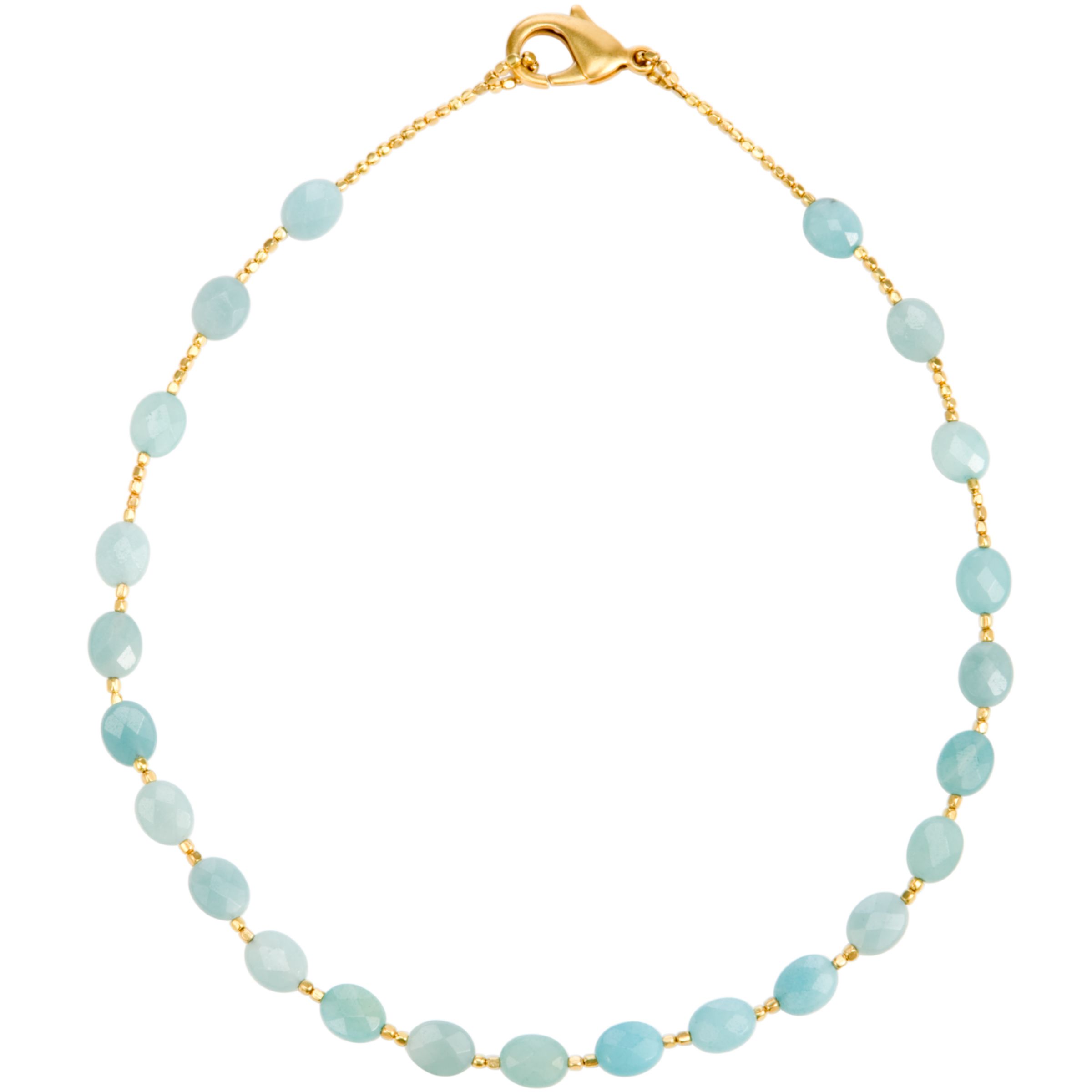 Azuni Oval Faceted Semi Precious Stone Oval Necklace, Amazonite