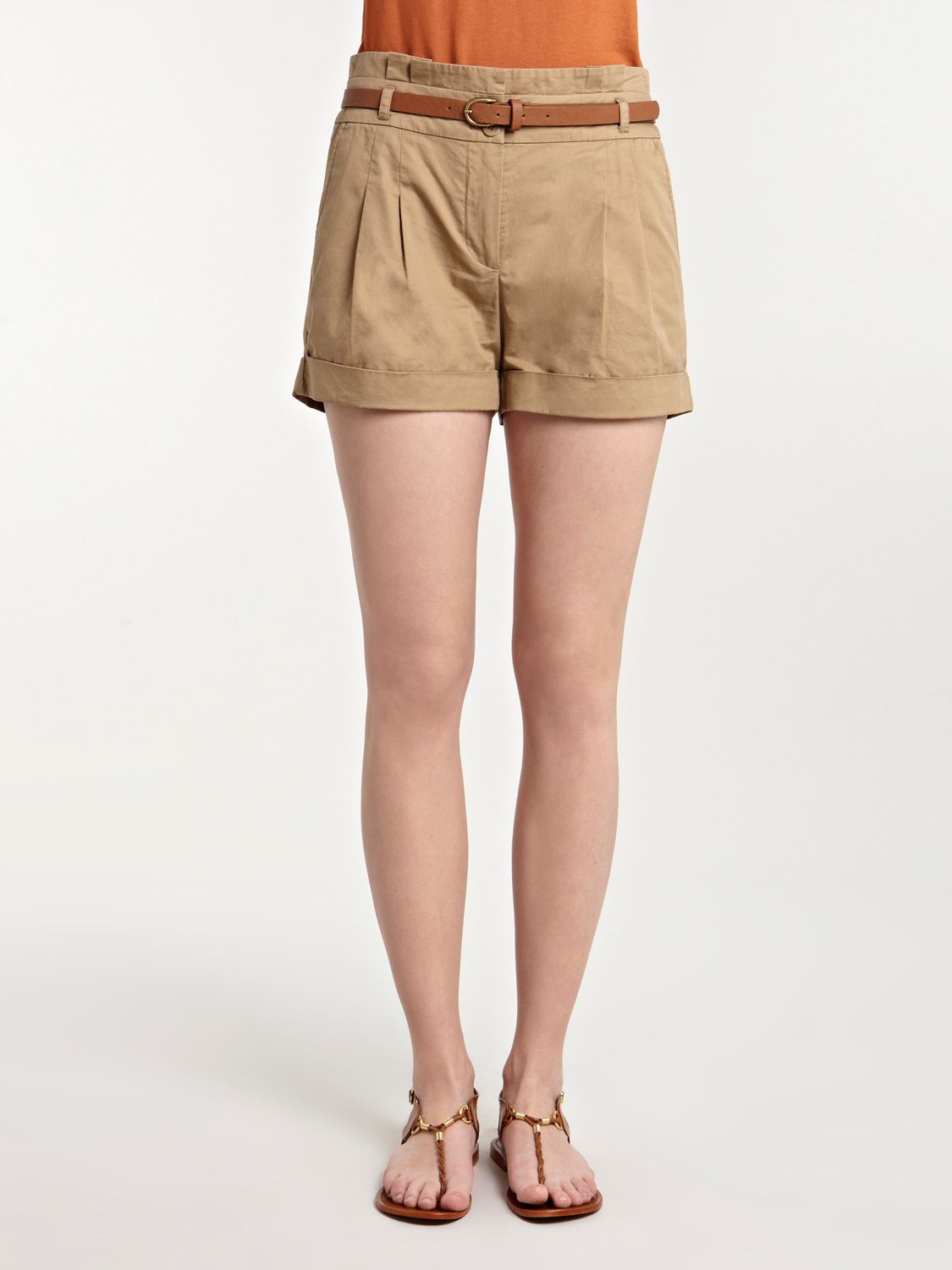 Warehouse Paperbag Belted Shorts, Tan By Warehouse