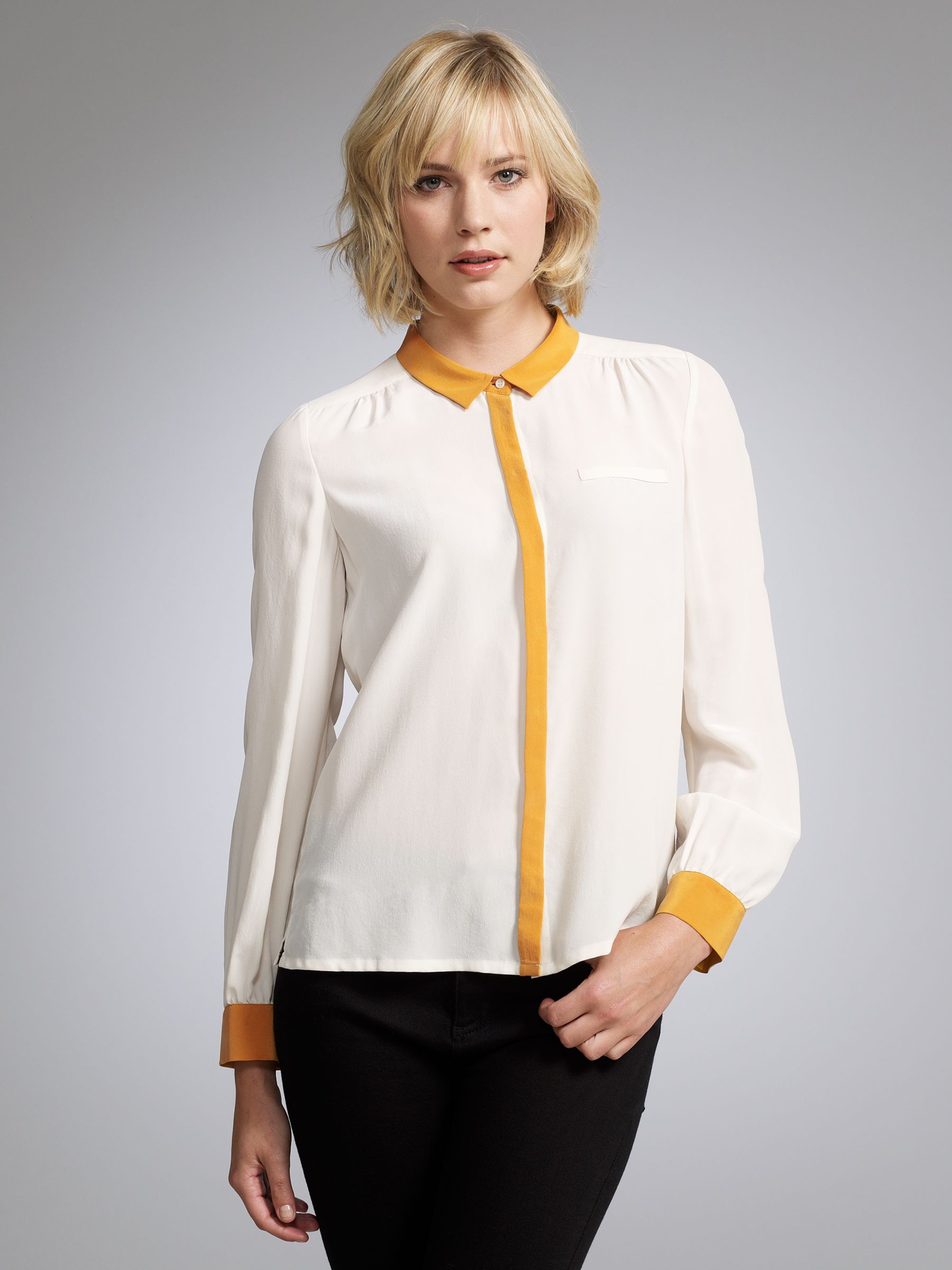 Whistles Colour Block Blouse, Ivory