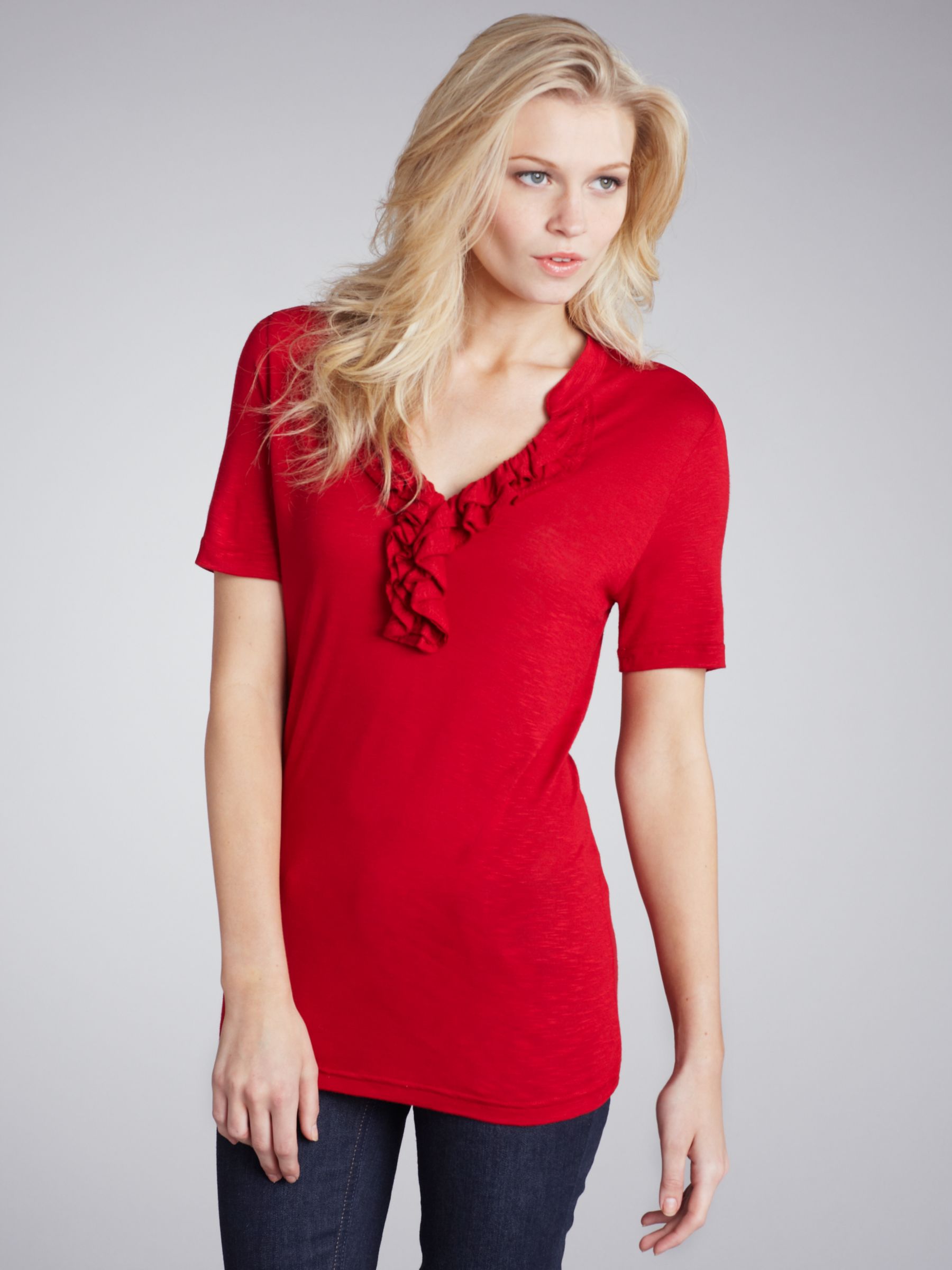 Betty Barclay Ruffle T-Shirt, Chilli Red