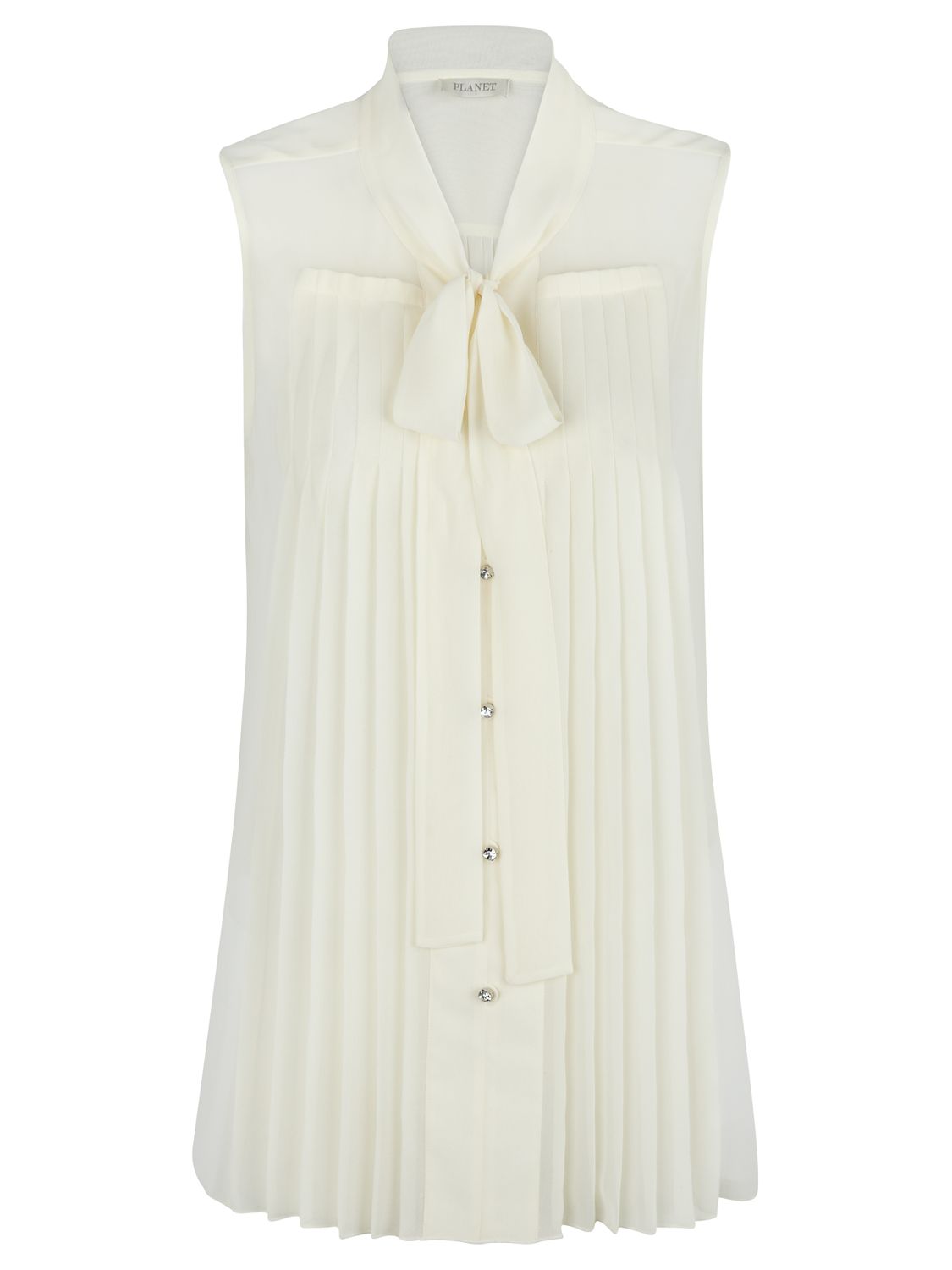Sheer Pleated Blouse, Ivory