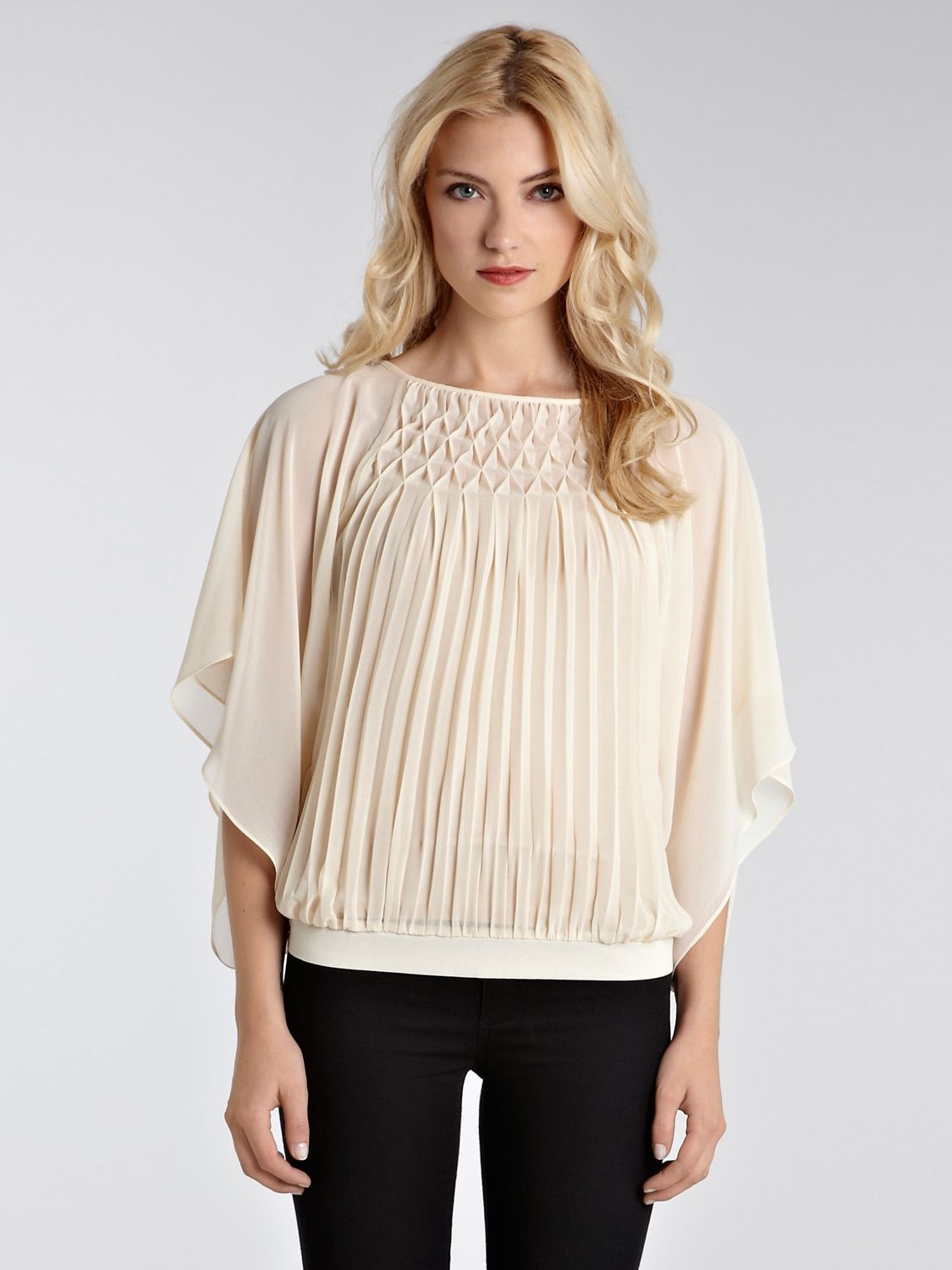 Honey Comb Detail Blouse, Cream