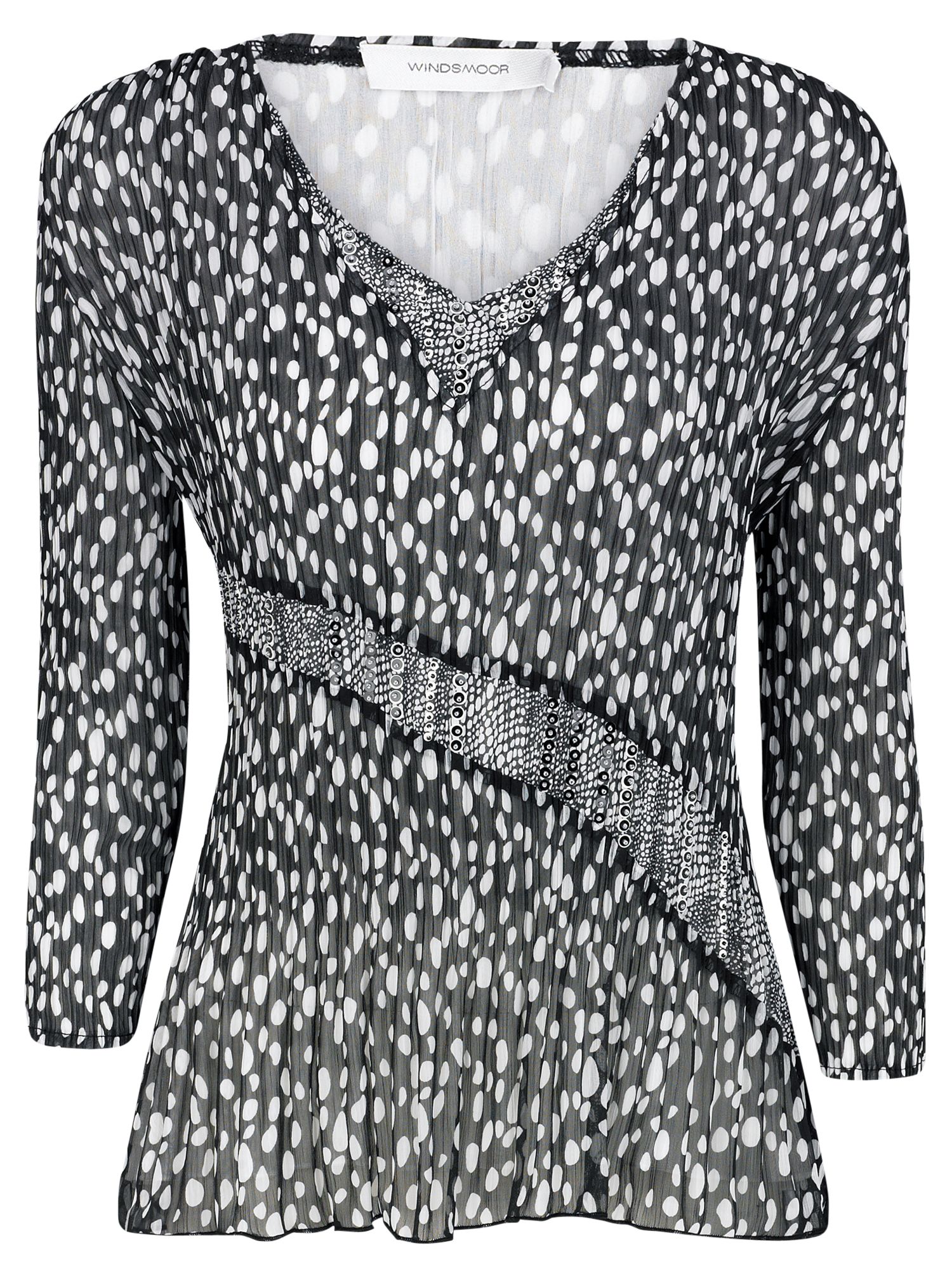 Spot Crinkle Blouse, Grey