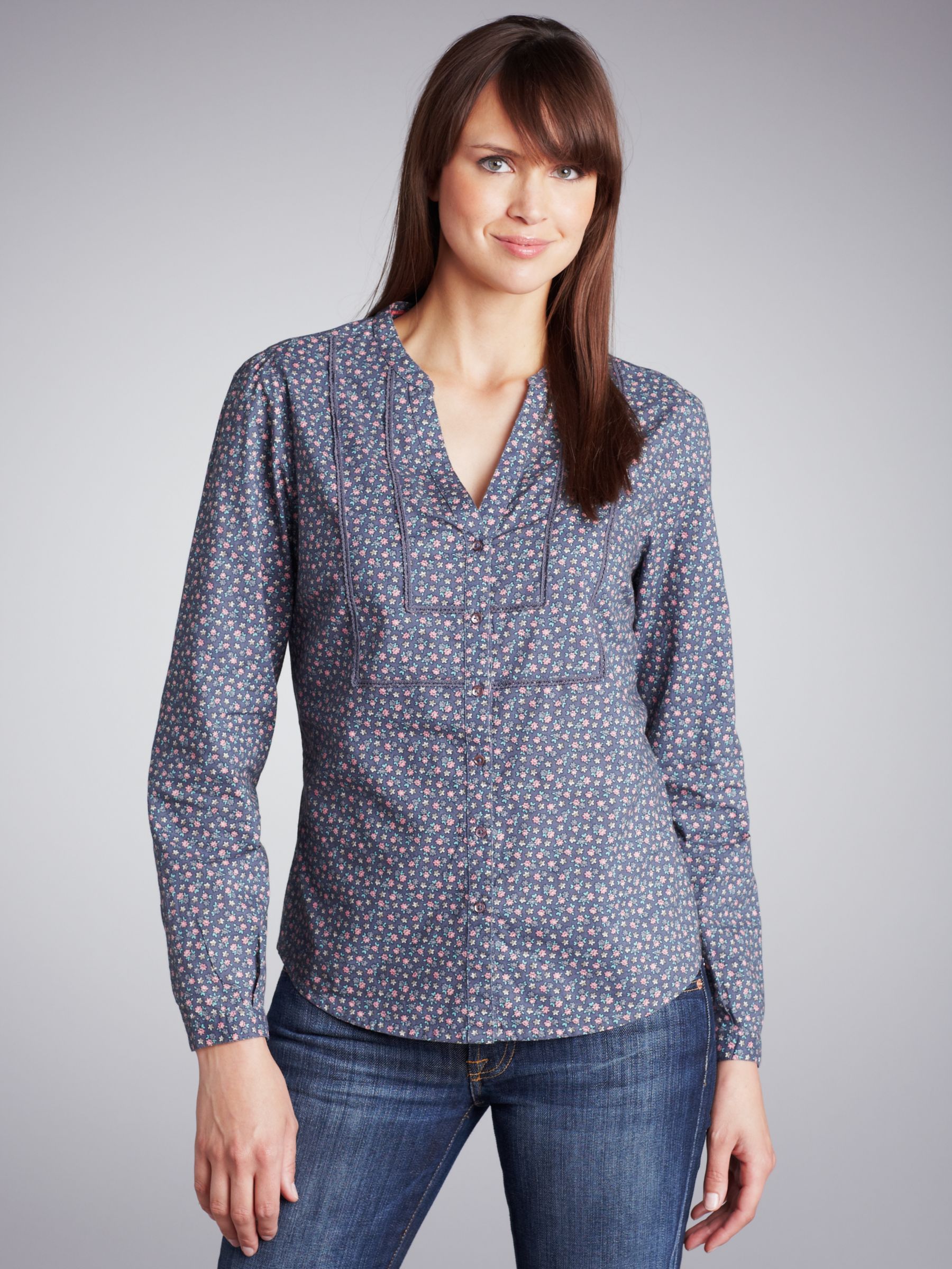 John Lewis Women Ditsy Print Blouse, Navy