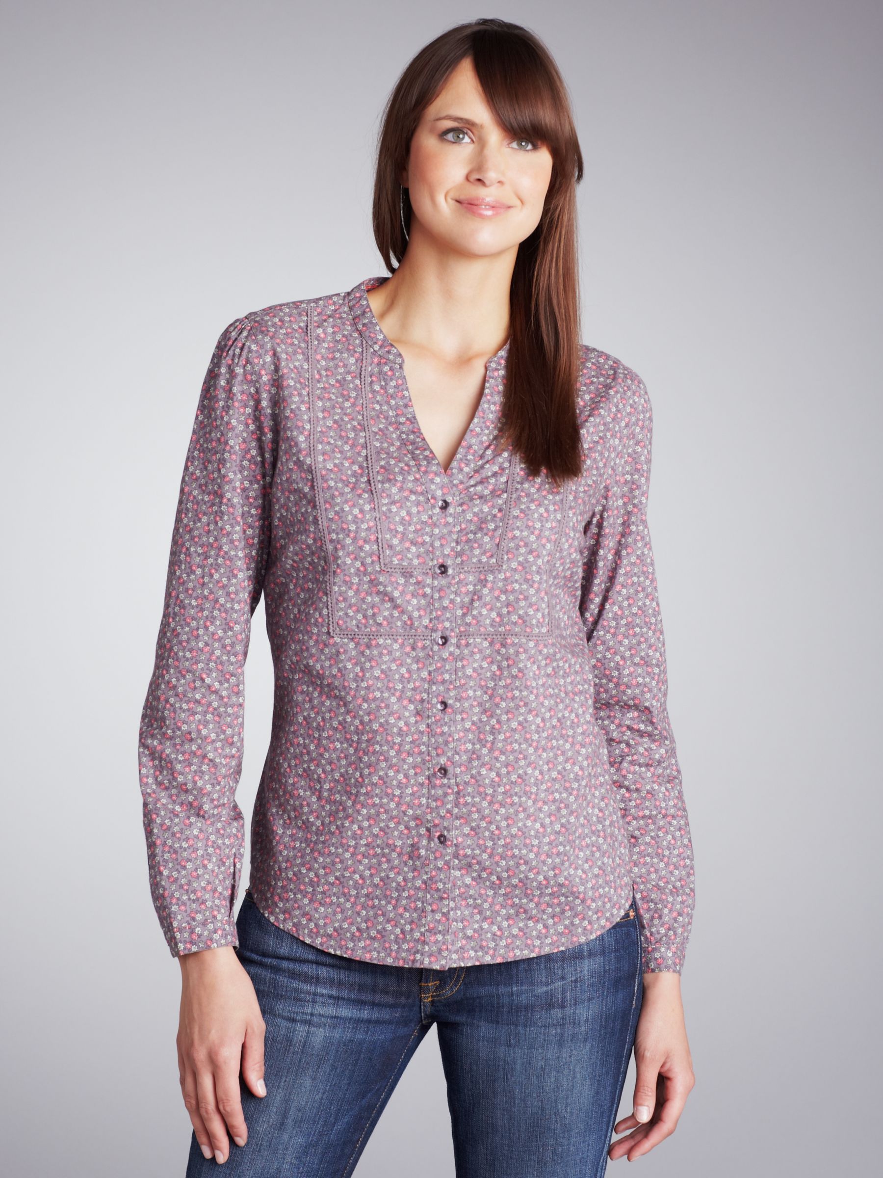 Ditsy Print Blouse, Taupe