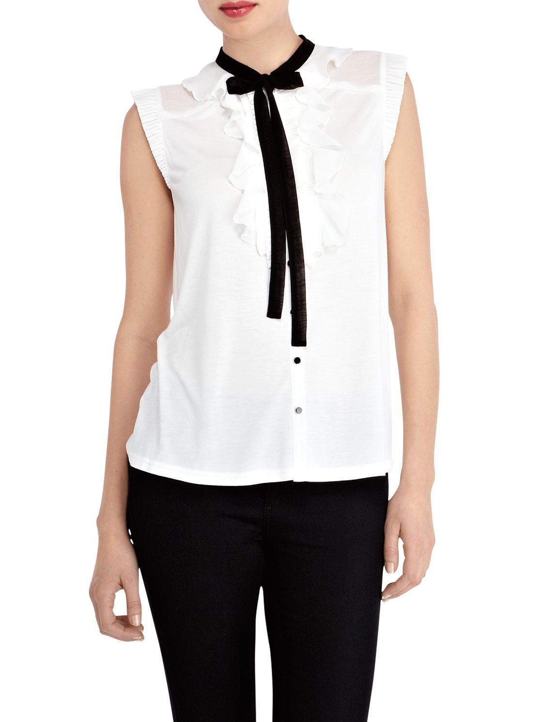Knife Pleat and Ruffle Blouse, Off white