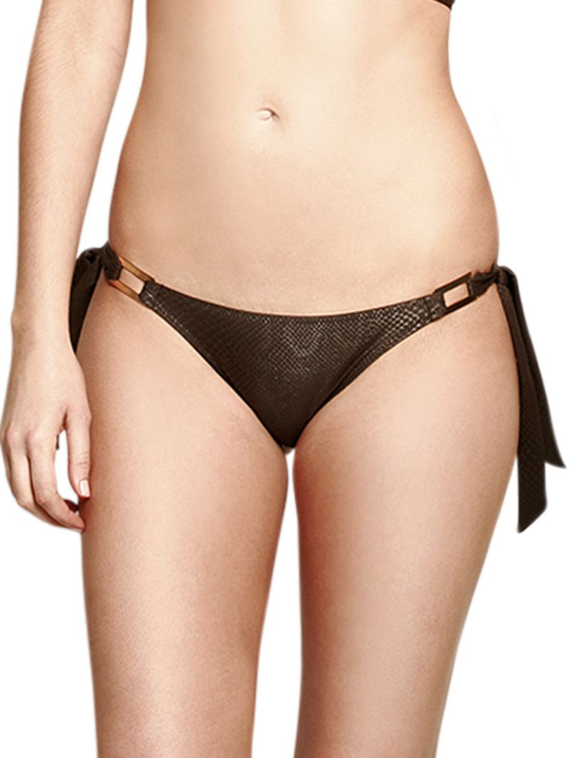 Miss Mandalay Python Tie Side Bikini Briefs, Brown