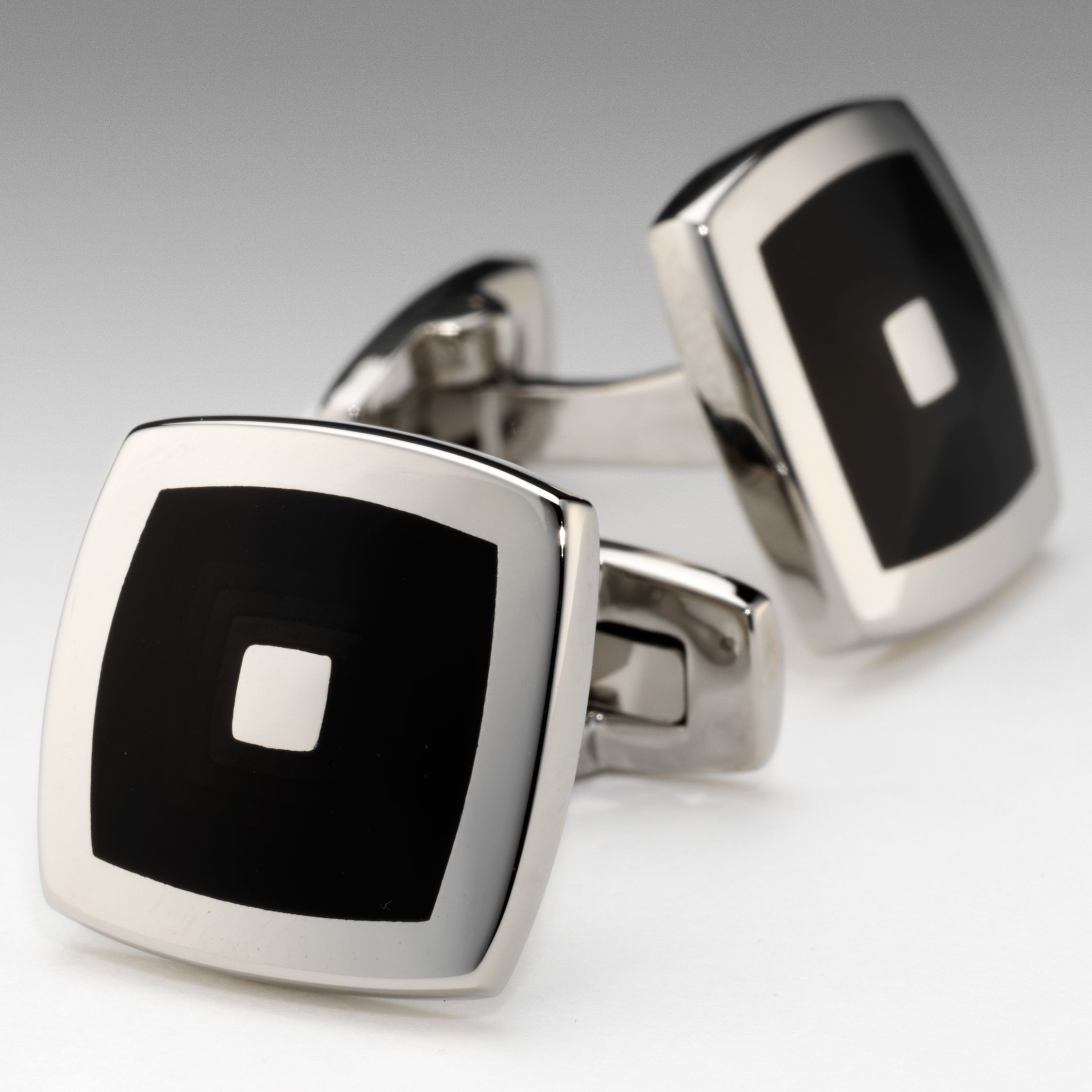 Duchamp Starburst Enamel Cufflinks, Black