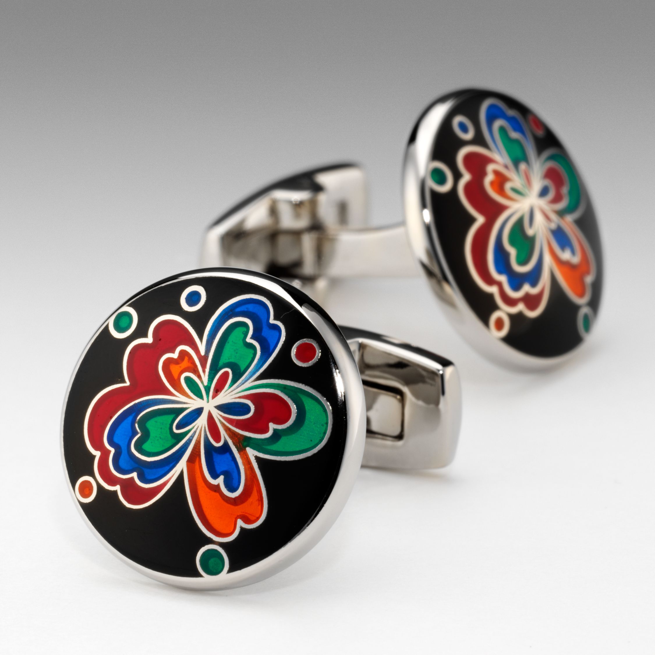 Amaryllis Bloom Cufflinks, Black