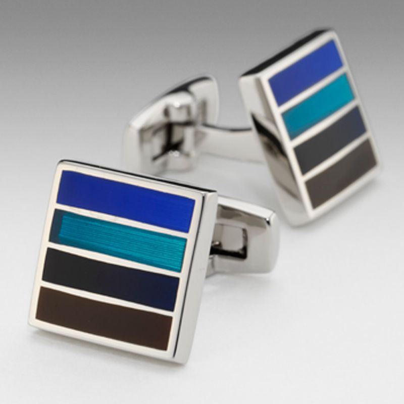 Duchamp Bold Stripe Cufflinks, Blue