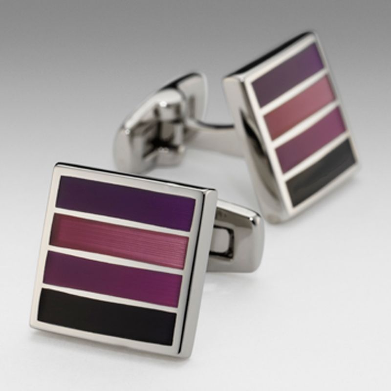 Bold Stripe Cufflinks, Plum