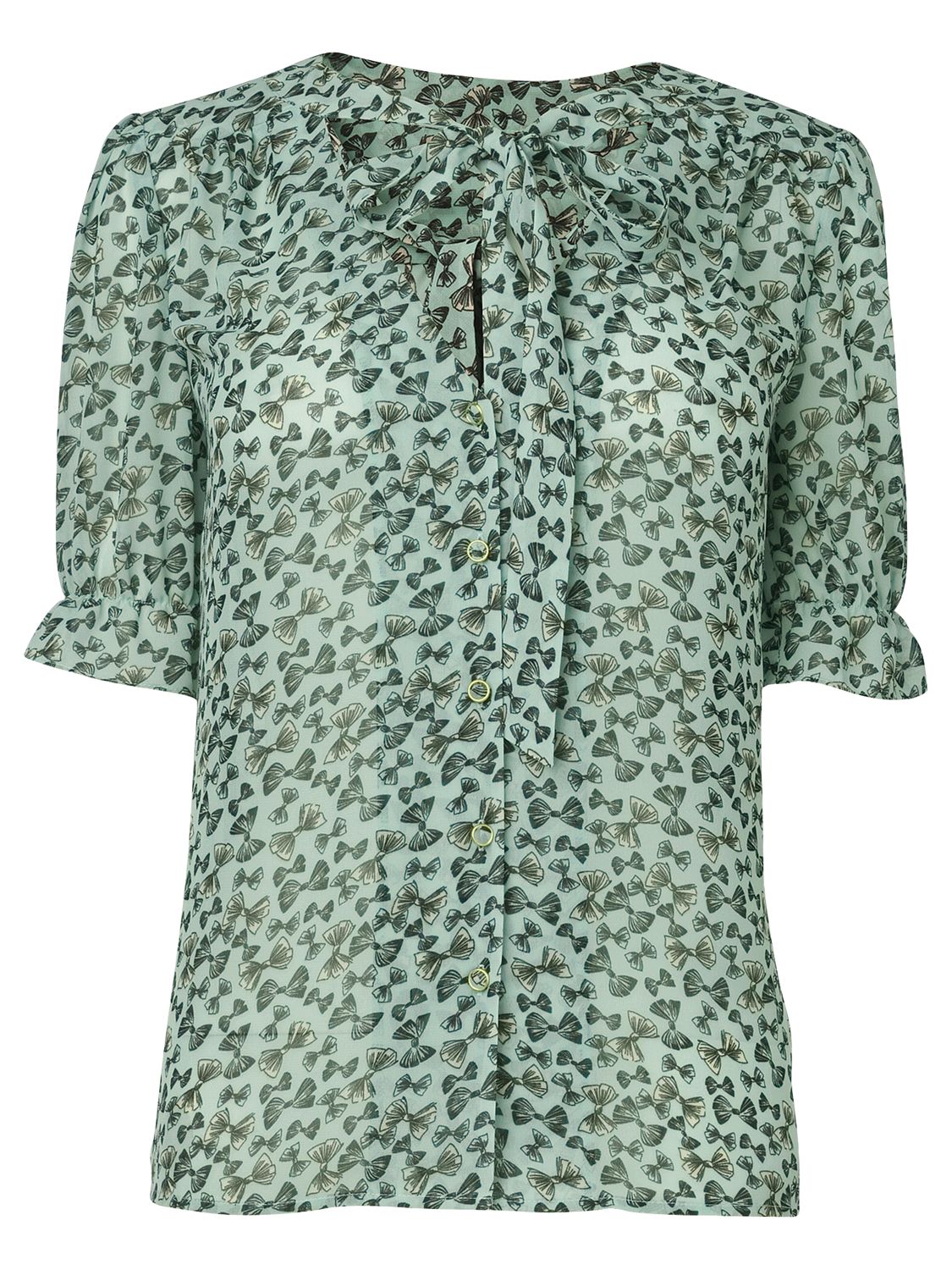 Phase Eight Tie Neck Blouse, Light Green