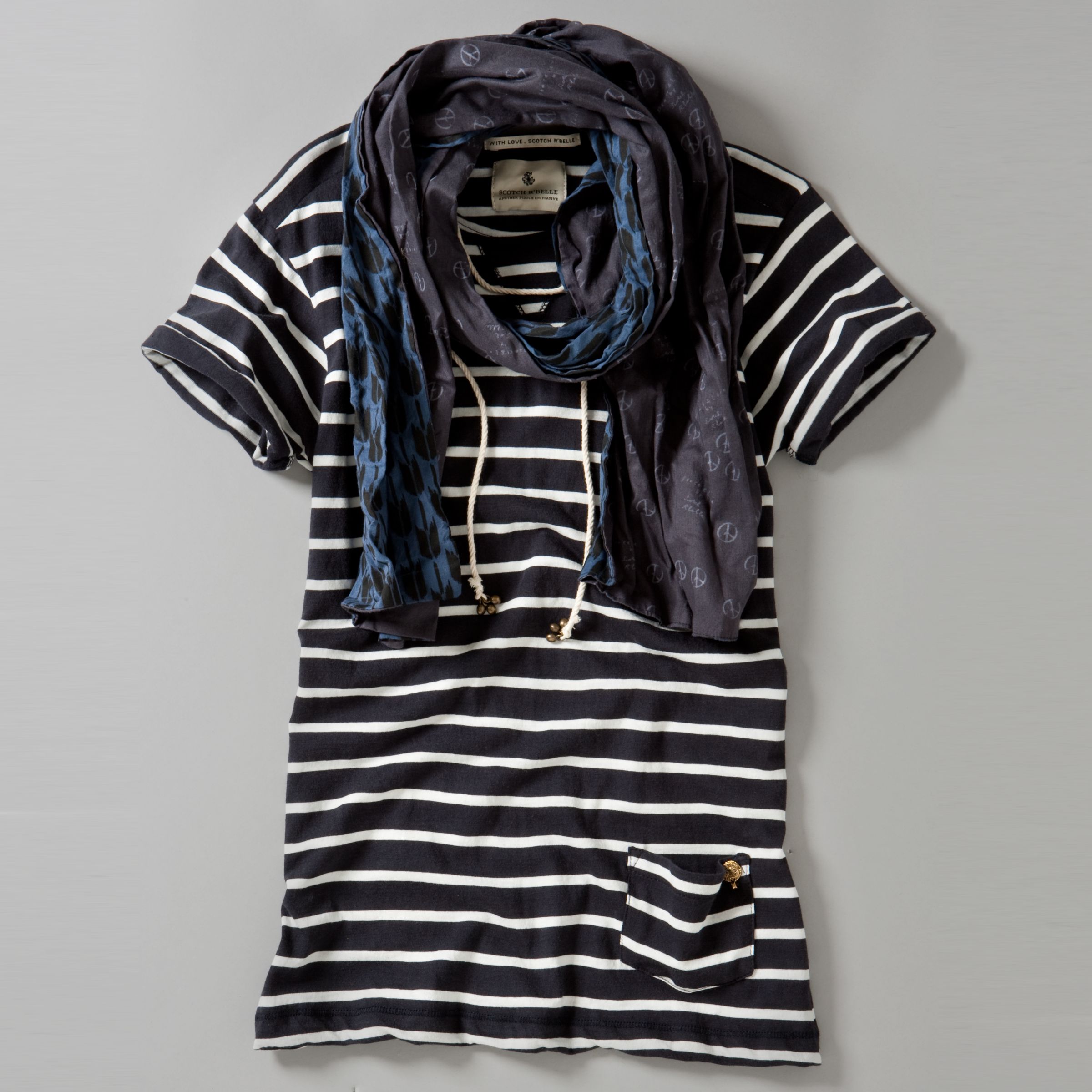 Stripe T-Shirt and Scarf,