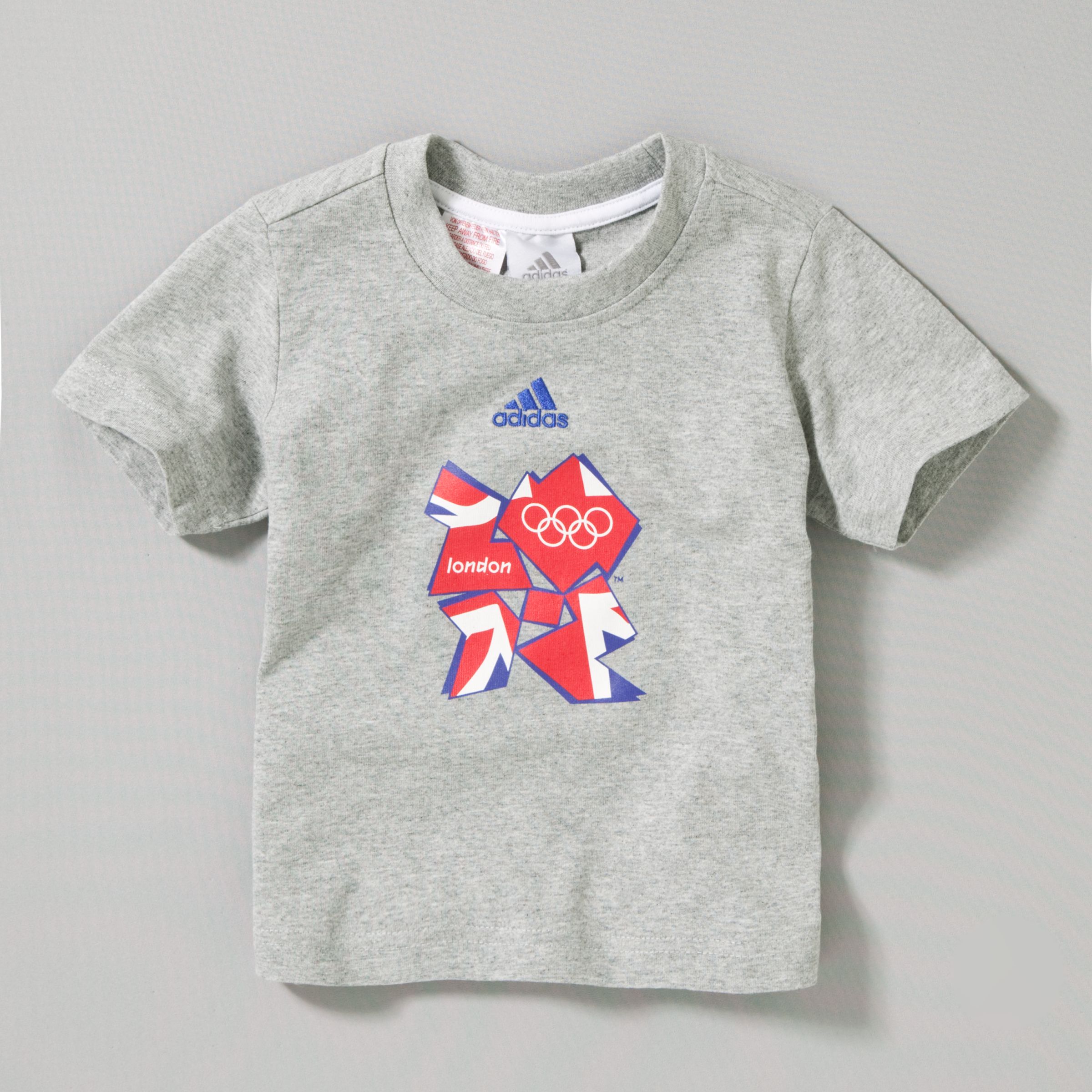 Adidas London 2012 Union Jack T-Shirt, Grey Marl