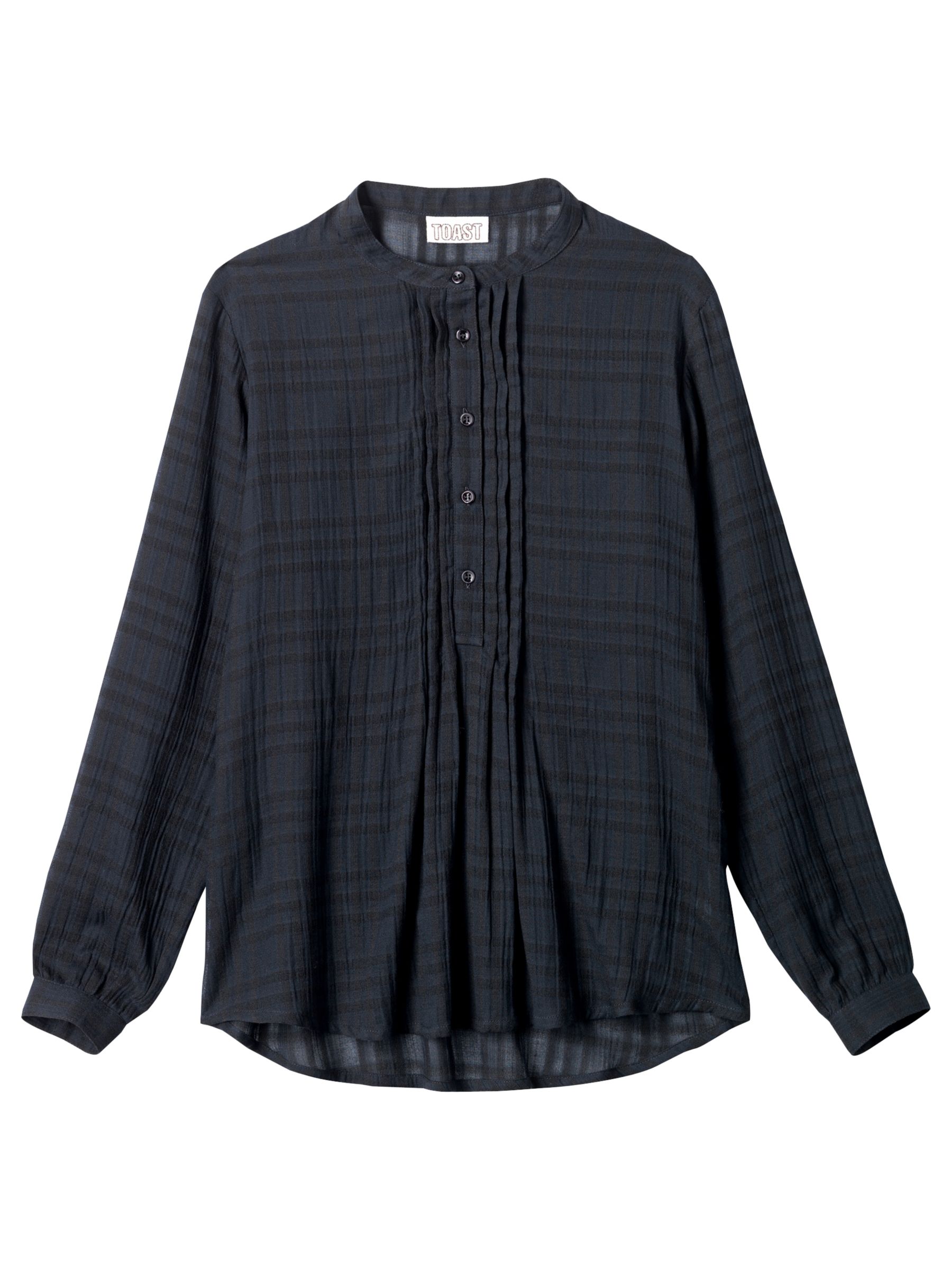 Toast Shadow Check Blouse, Blue/Black