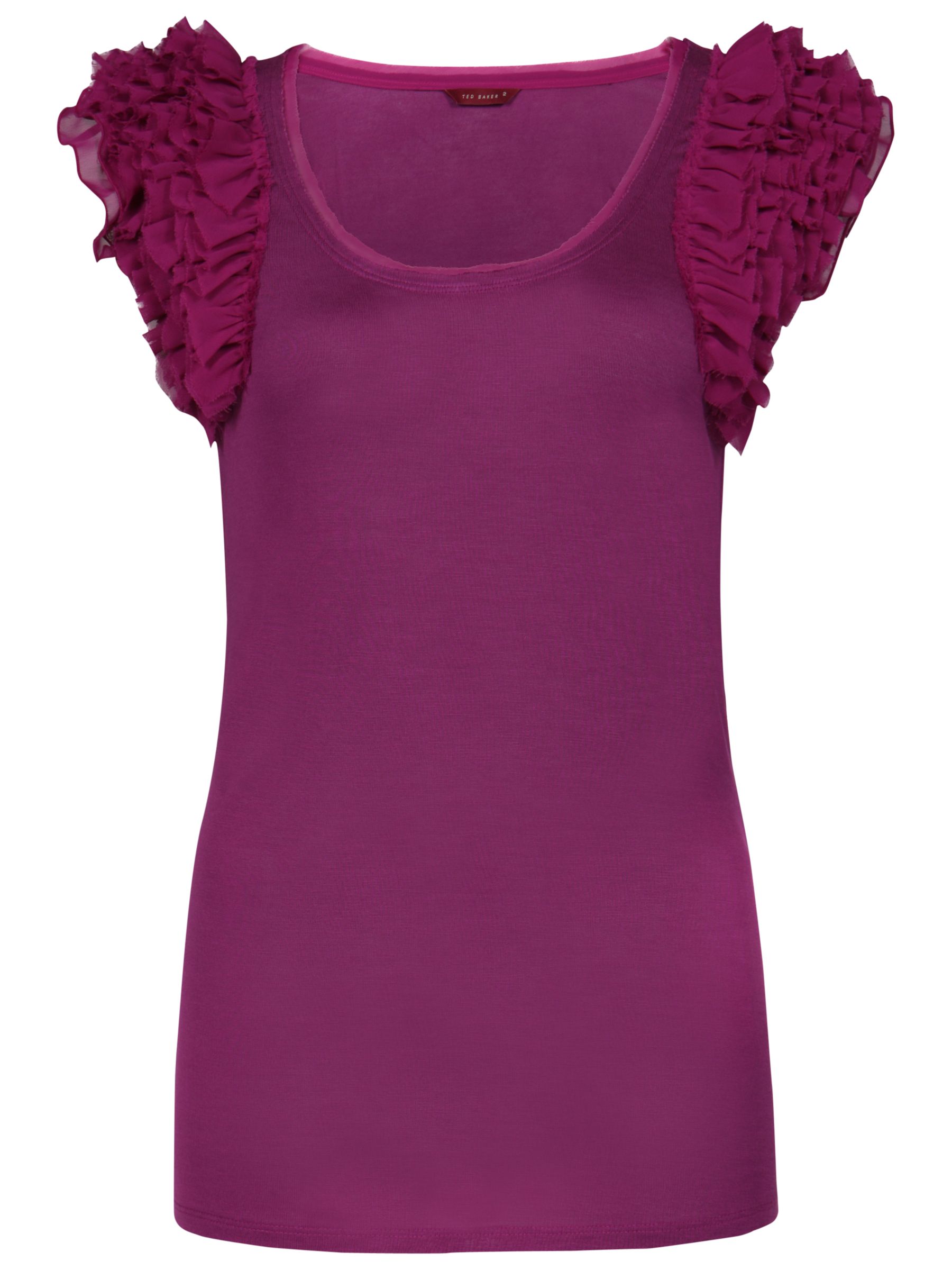 Ted Baker Luiza Frill Detail T-Shirt, Purple