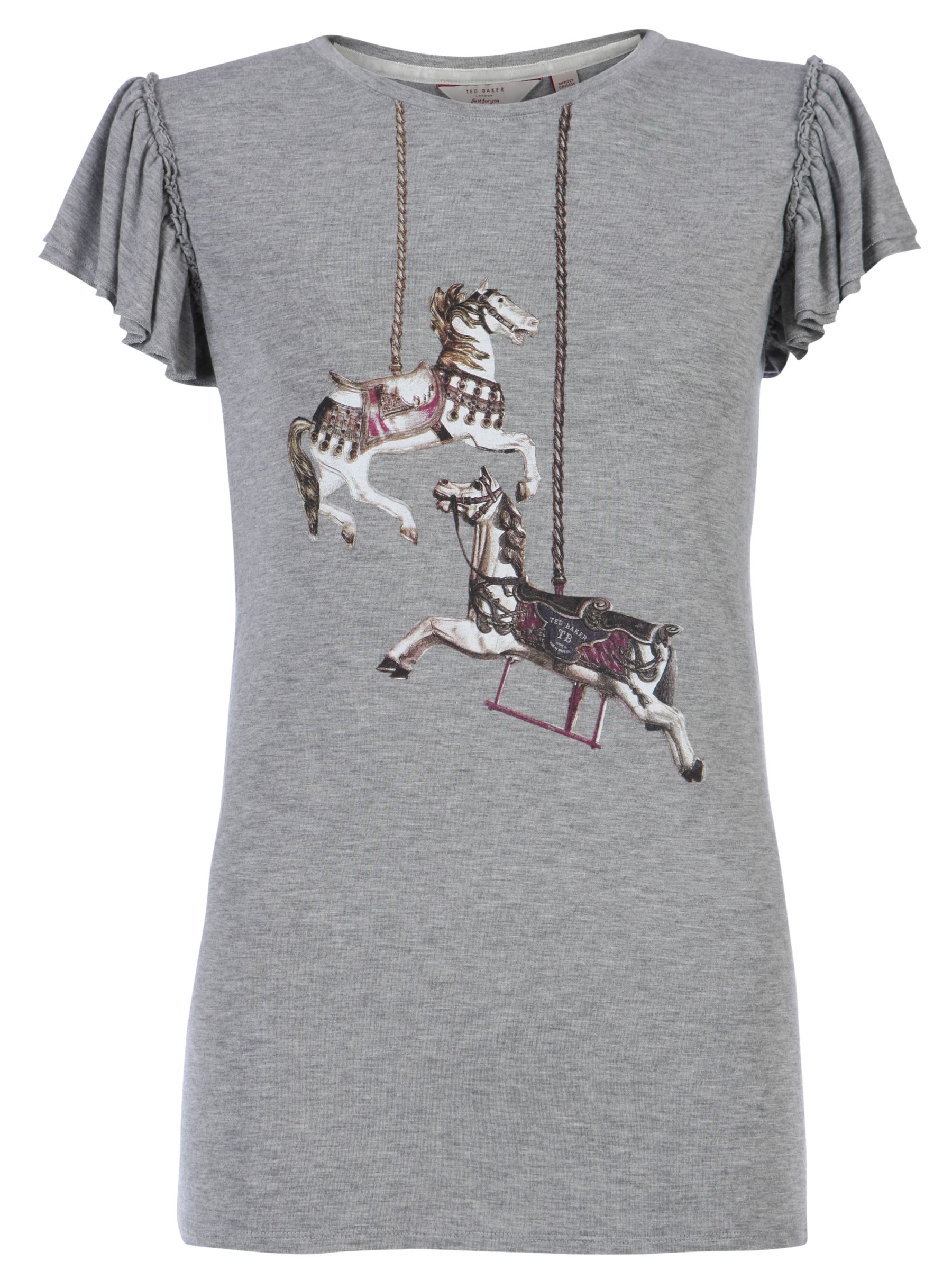 Carousel Print T-Shirt, Grey Marl