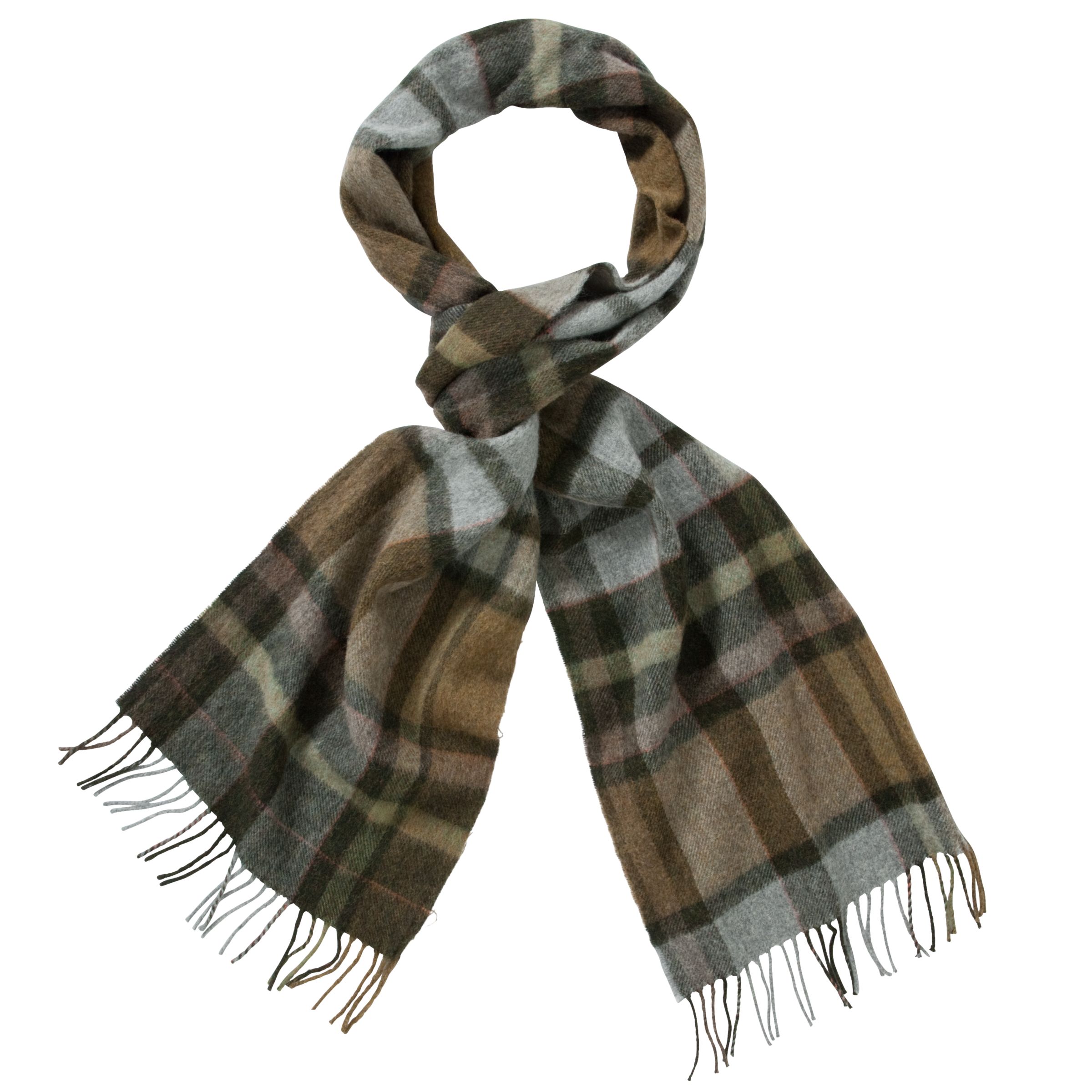 John Lewis Men Lambswool Check Scarf, Stone