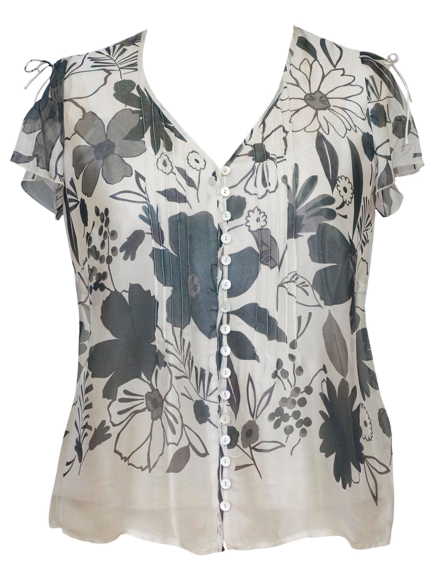 Chesca Pintuck Border Print Blouse, Cream