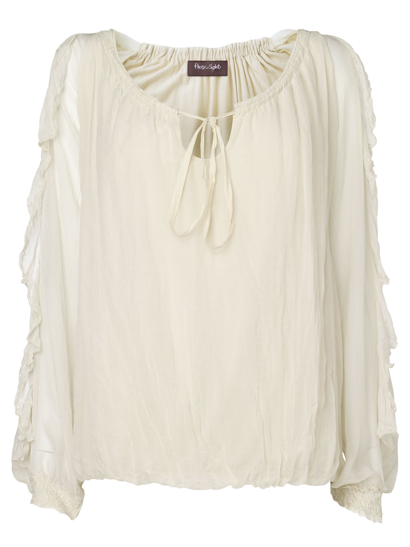 Phase Eight Silk Ruffle Sleeve Blouse, Antique