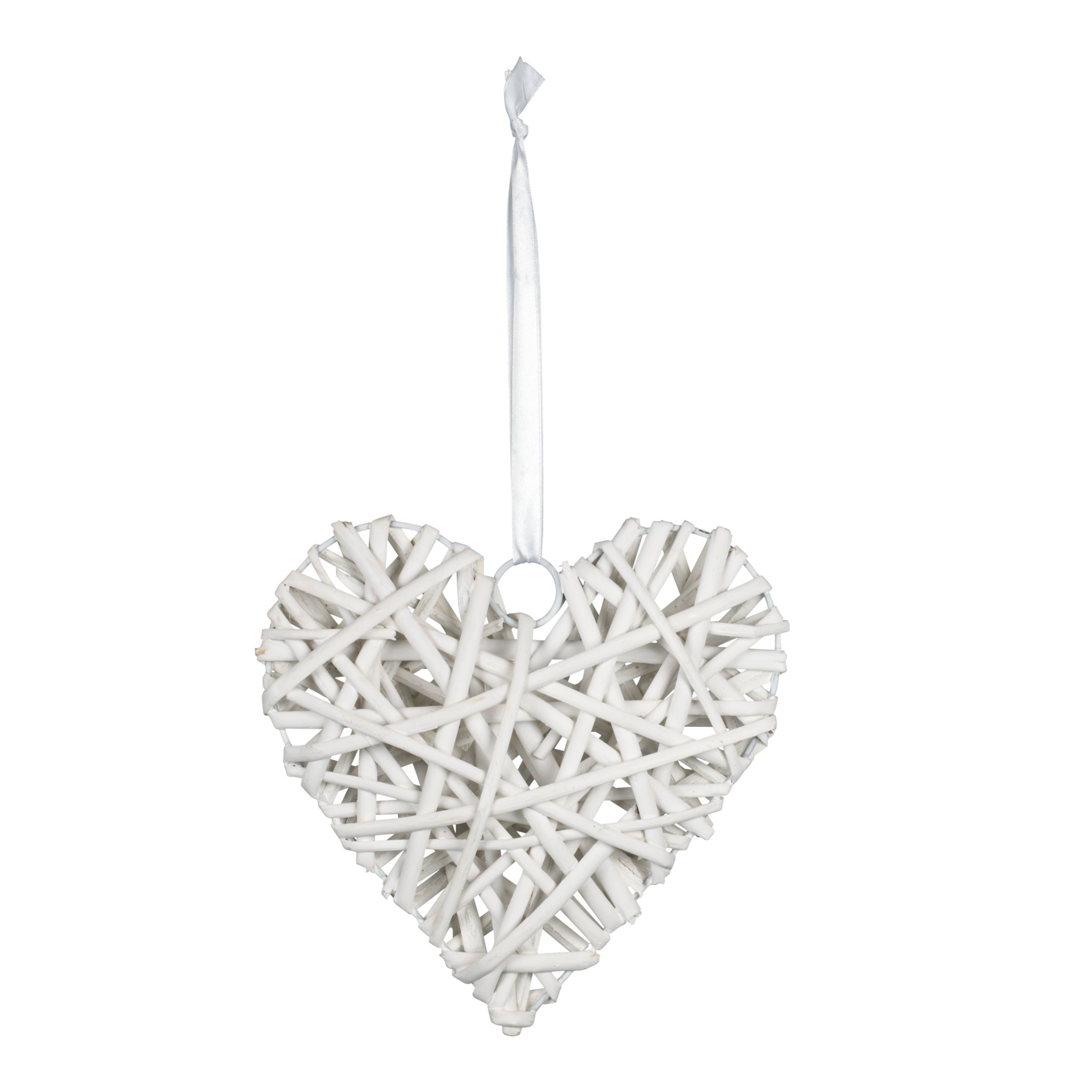 John Lewis Willow Heart Decorations, White