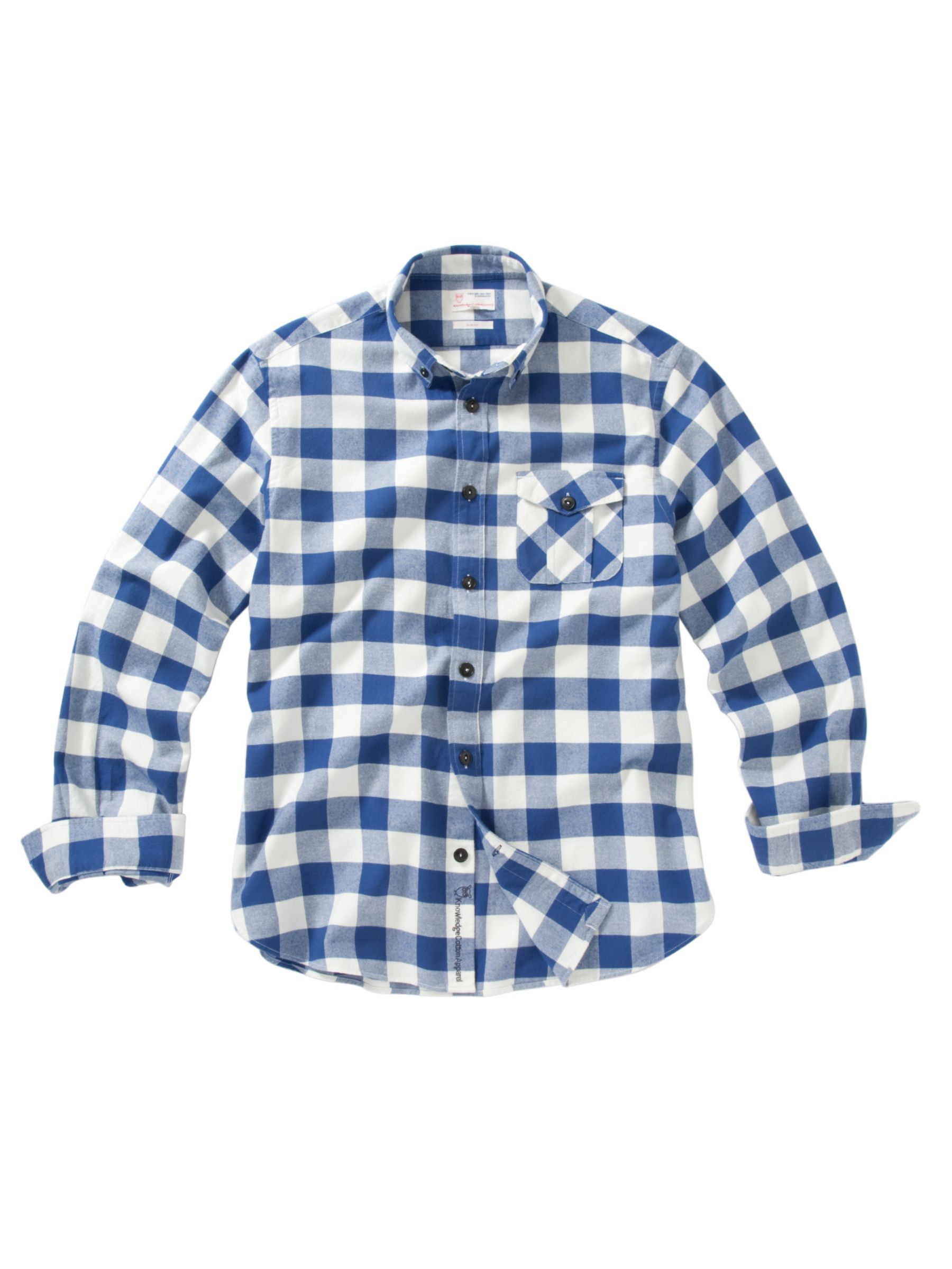 KnowledgeCotton Apparel Flannel Check Organic Cotton Shirt, Blue