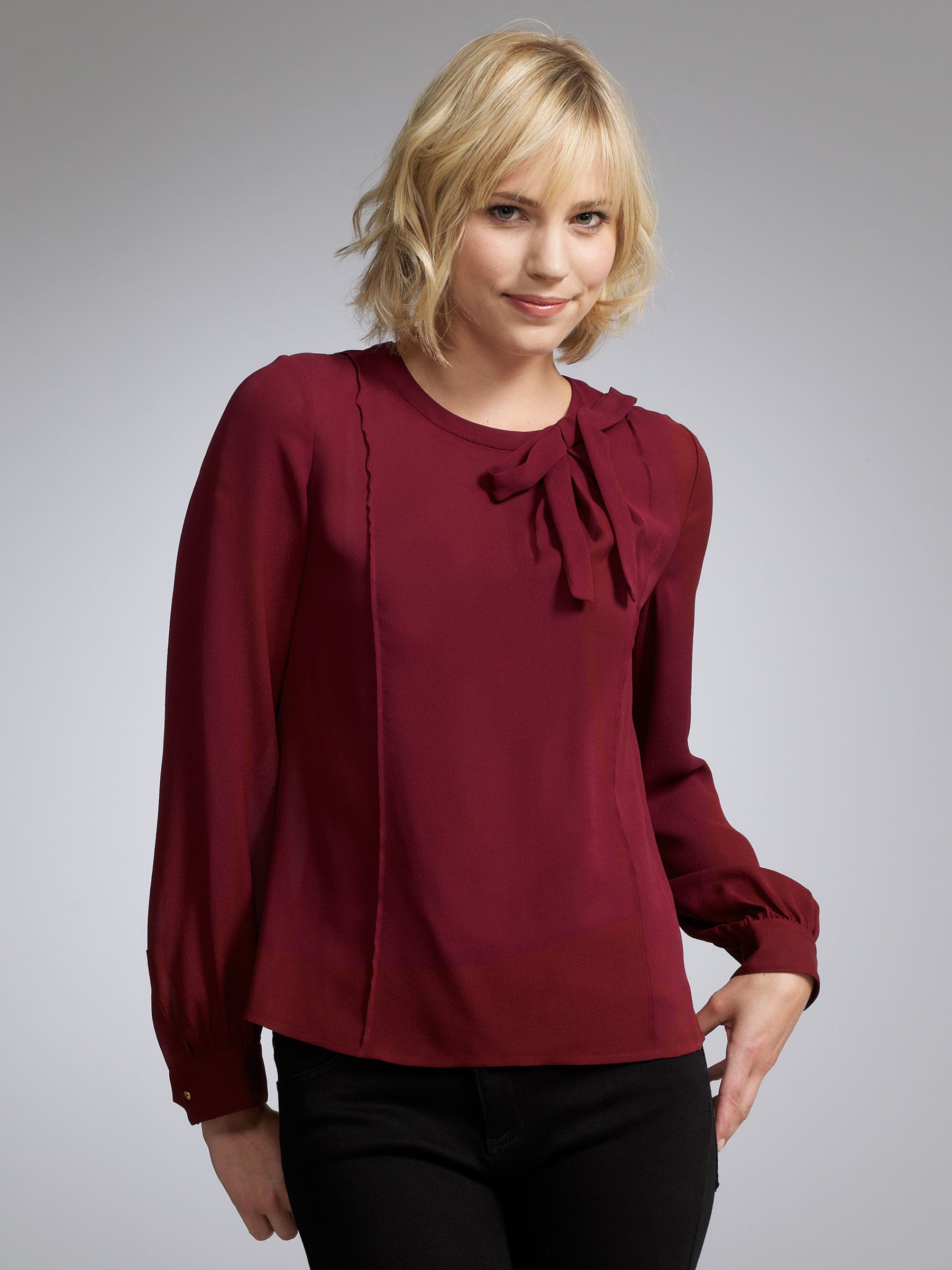 Verity Bow Blouse, Burgundy